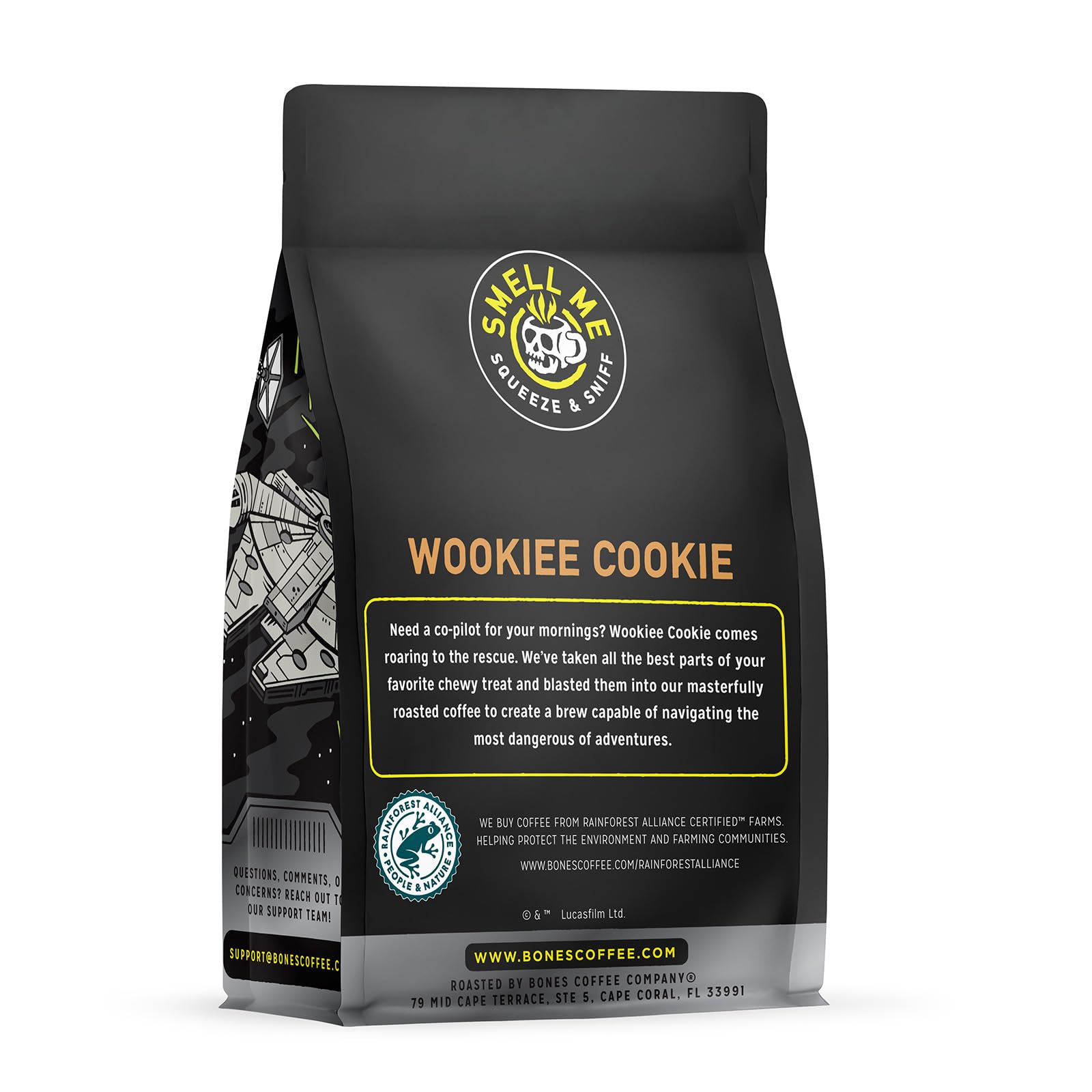 Bones Coffee Company Star Wars Wookiee Cookie Chocolate Chip Cookie Flavored Coffee, Medium Roast Low Acid Arabica Beans Compatible with Auto drip and French Press Coffee Maker, 12 Oz Ground