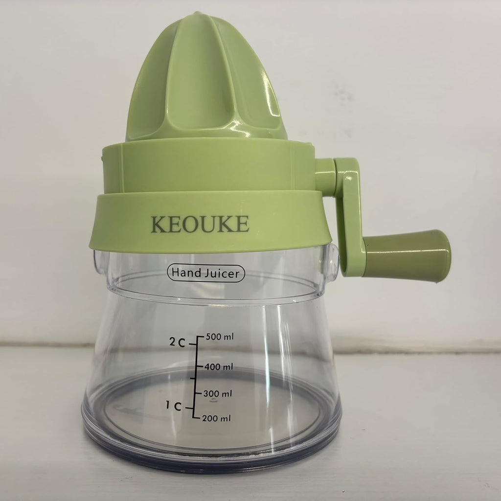 KEOUKE Non-Electric Fruit Squeezers - Manual Non-Electric Fruit Squeezers with Collection Box, Nature Green Design, Perfect for Lemons, Limes, Oranges, and More