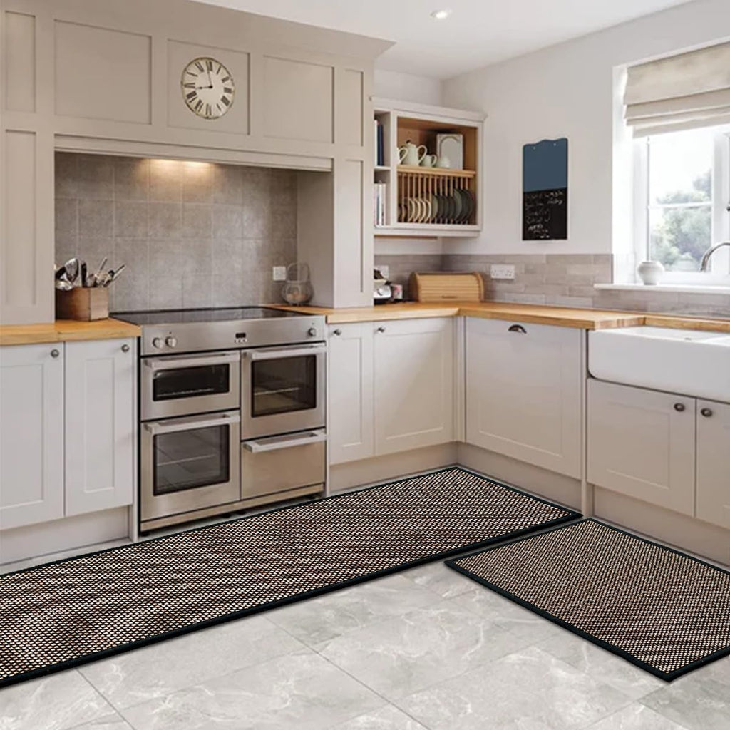 Artoid Mode Washable Non Slip Kitchen Rugs and Mats Set of 2, Rubber Backing Absorbent Kitchen Mats for Floor Front of Sink - 17x29 and 17x47 Inch