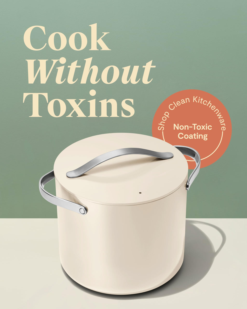 Caraway Stock Pot - 12 Qt Ceramic Coated With Lid - Free From Forever Chemicals - Large for Bigger Batches - Cream