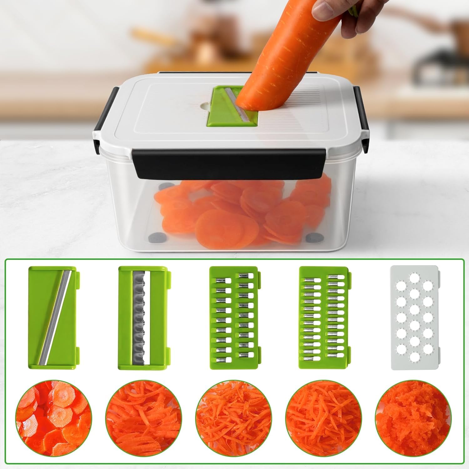 4 PCS Fruit storage Containers for Fridge with Removable Colander and Chopper Set, Leakproof Food Storage Containers with lids, Dishwasher & Microwave Safe Produce Containers to Keep Fruits Fresh ﻿