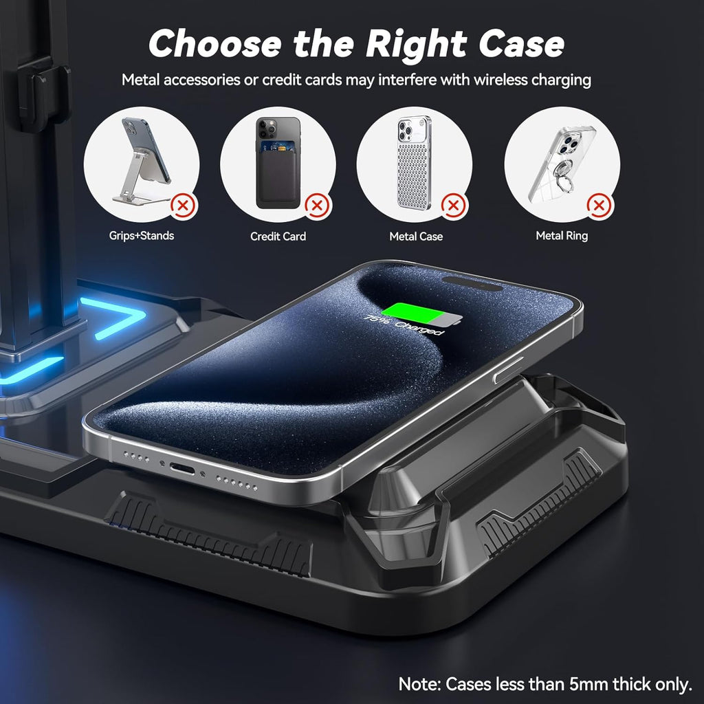 KDD Headphone Controller Stand with Wireless Charging & 6 in 1 Charging Dock with Headphone Stand and Watch Holder