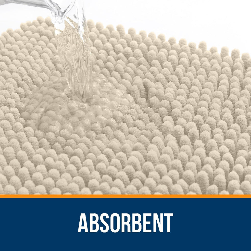 OLANLY Bathroom Rugs Sets 3 Piece, Soft Absorbent Chenille Bath Mats and U-Shaped Contour Toilet Rug, Quick Dry, Home Decor Accessories, Bath Mat Set for Bathroom (30"x20"+24"x16"+24"x20", Grey)