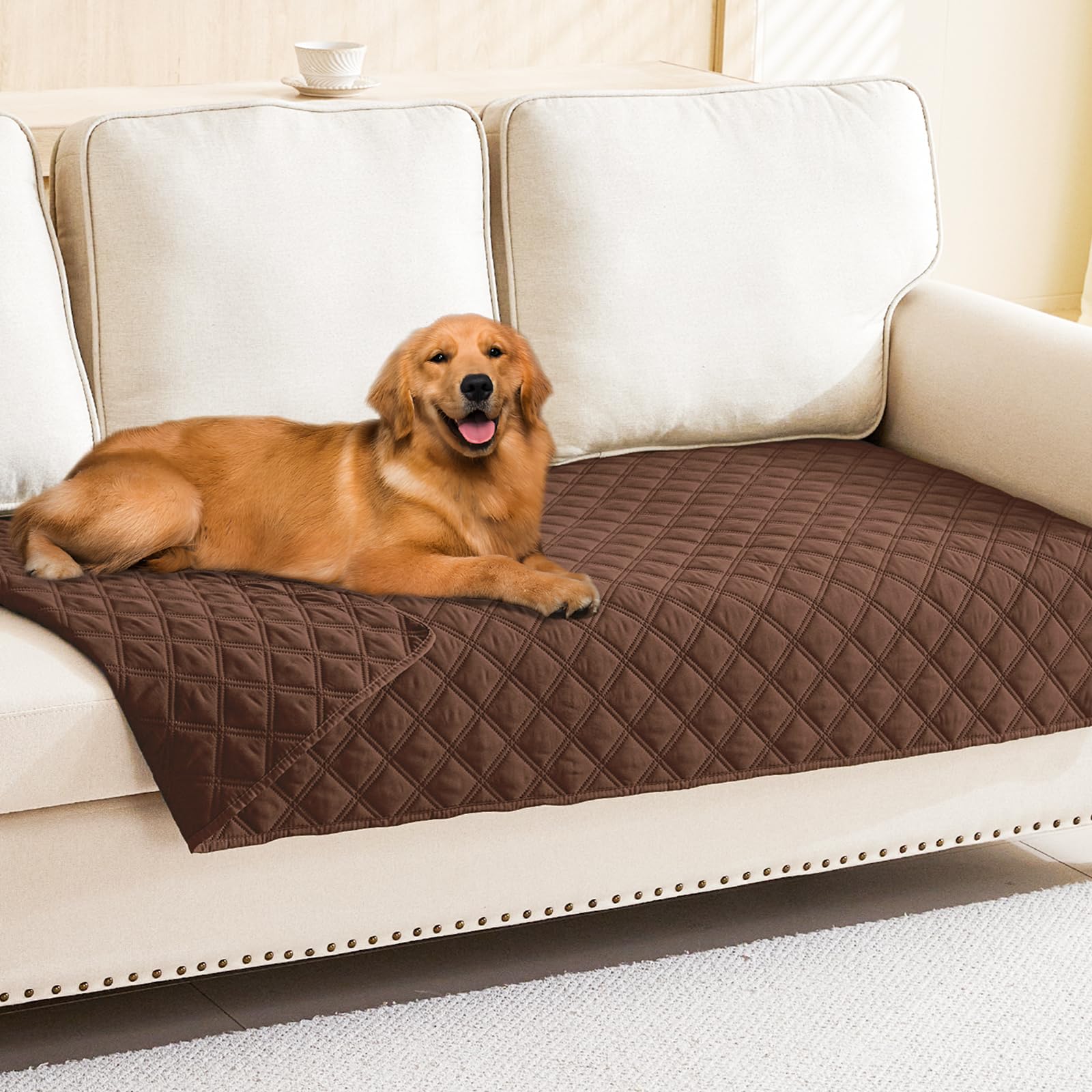 Smiry Waterproof Couch Covers for Dogs Washable, Reversible Pet Couch Covers for 3 Cushion Sofa Pet Friendly, Soft Sofa Furniture Protector for Dogs Cat Kids, Checkered (30"x70", Grey/Dark Grey)