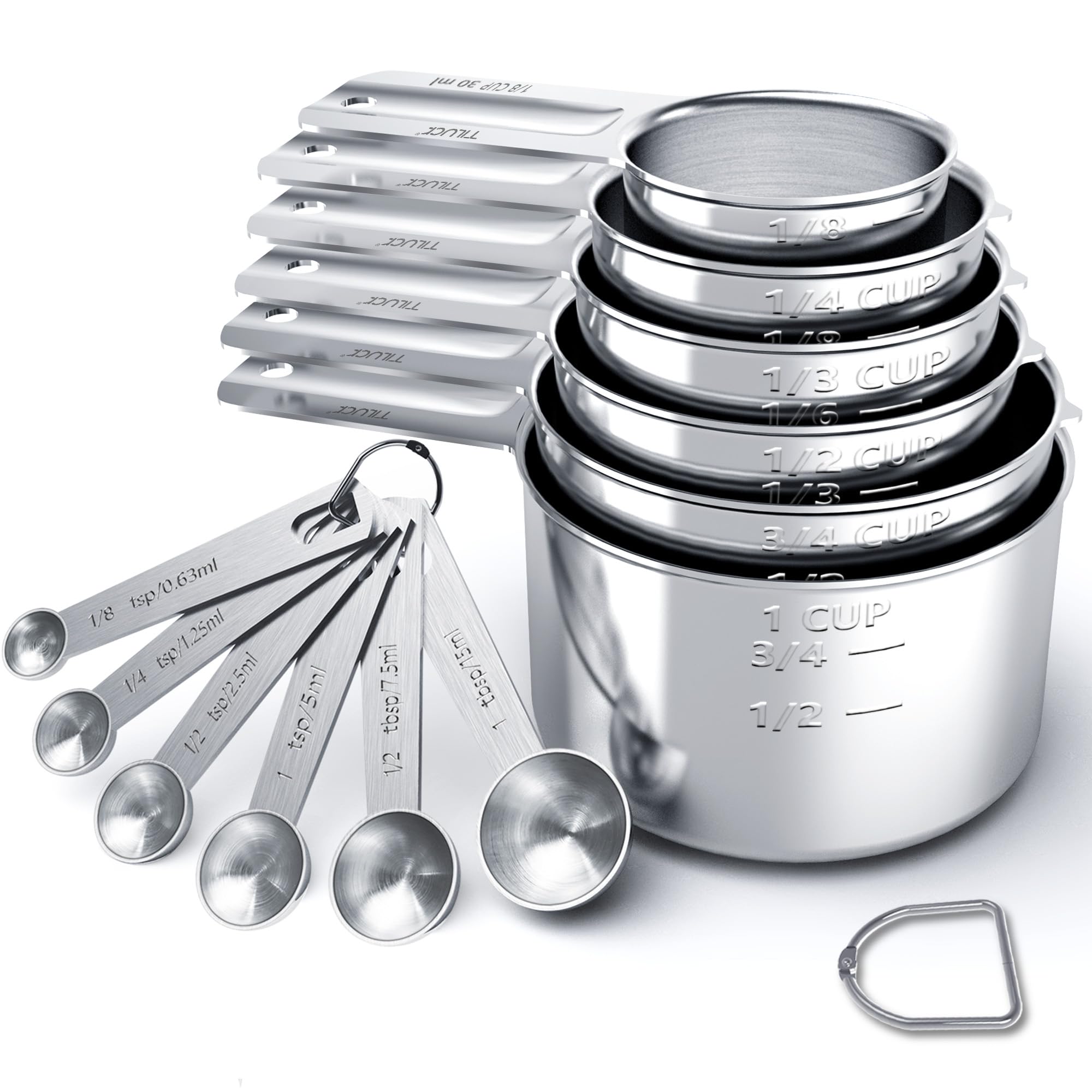 TILUCK Stainless Steel Measuring Cups & Spoons Set, Cups and Spoons,Kitchen Gadgets for Cooking & Baking (10)