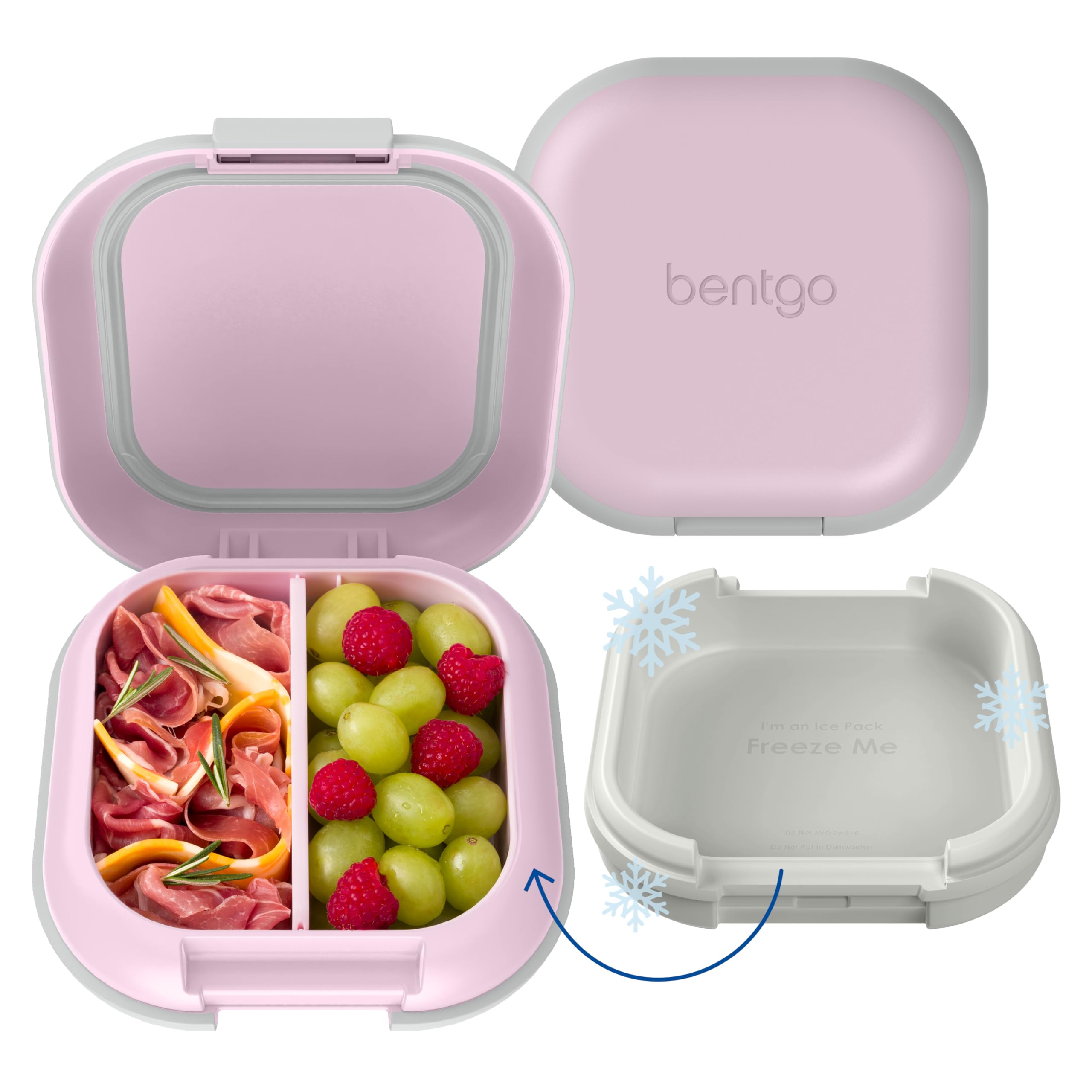 Bentgo Chill Mini Leak-Proof Lunch Box – Built-In Ice Pack Keeps Food Cold, 2.7-Cup Capacity for Snacks or a Sandwich, 3 or 4 Compartments, PFAS & BPA-Free, Ideal for Adults & Kids 3+ (Lilac Mist)