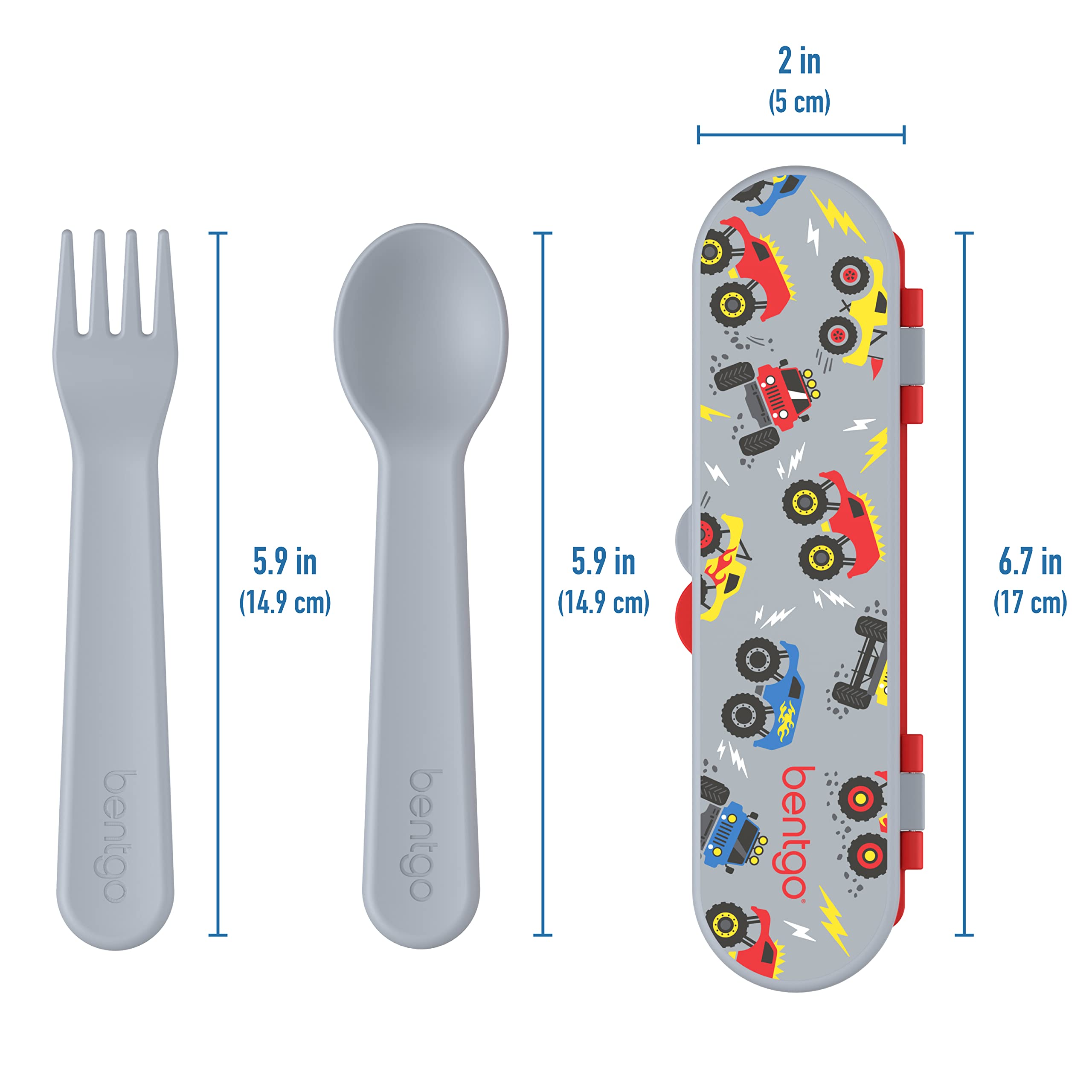 Bentgo Kids Utensil Set - Reusable Plastic Fork, Spoon & Storage Case BPA-Free Materials, Easy-Grip Handles, Dishwasher Safe Ideal for School Lunch, Travel, Outdoors (Rainbows and Butterflies)