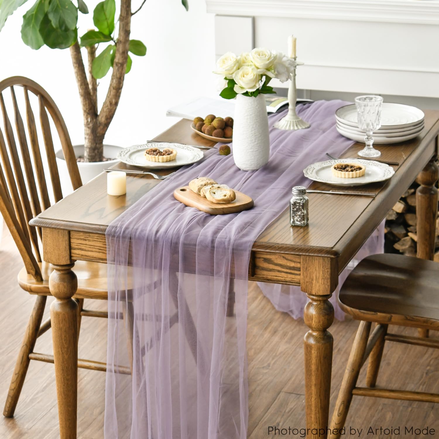 Artoid Mode Red Gauze Table Runner 120 Inch 10FT, Seasonal Sheer Kitchen Dining Holiday Wedding Birthday Baby Shower Table Decor for Home Party