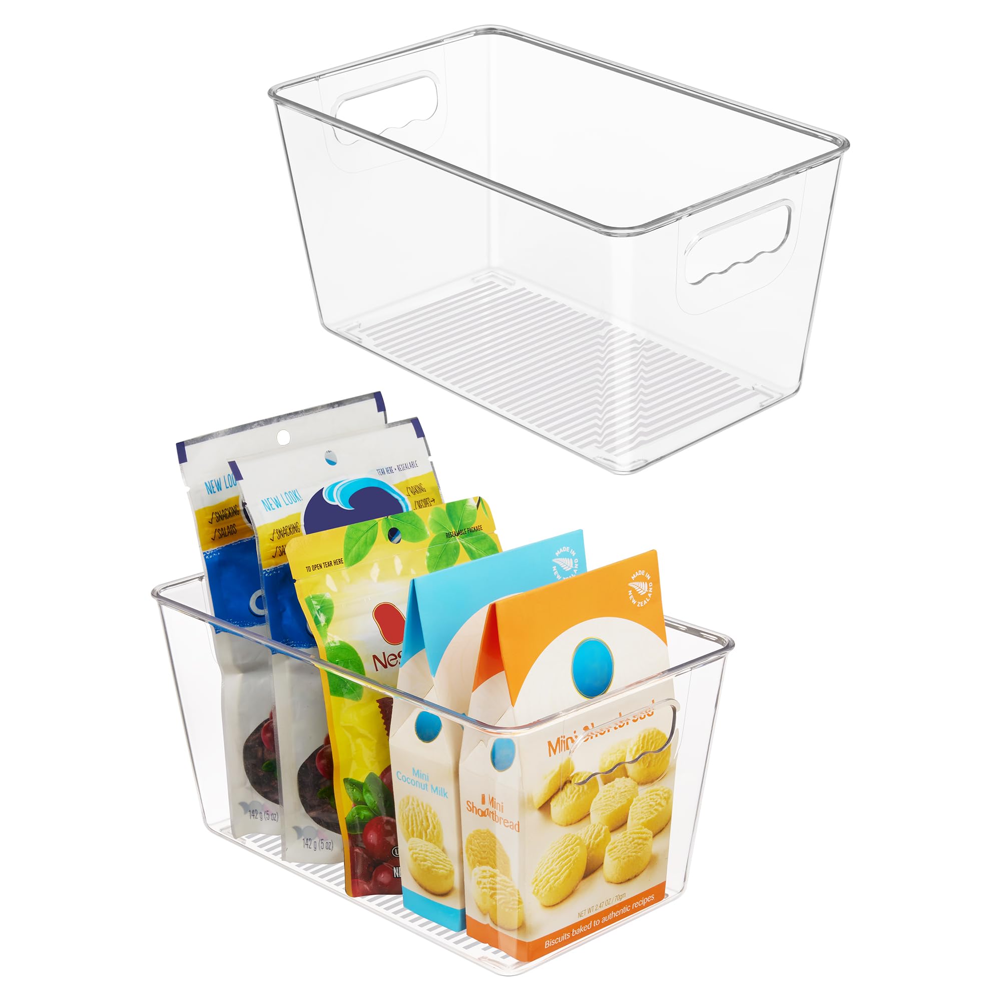 Vtopmart 6 PCS Clear Plastic Storage Bins, Pantry Organizer Containers with Handle for Refrigerator, Fridge, Cabinet, Kitchen, Countertops, Cupboard, Home Organization and Storage, XL