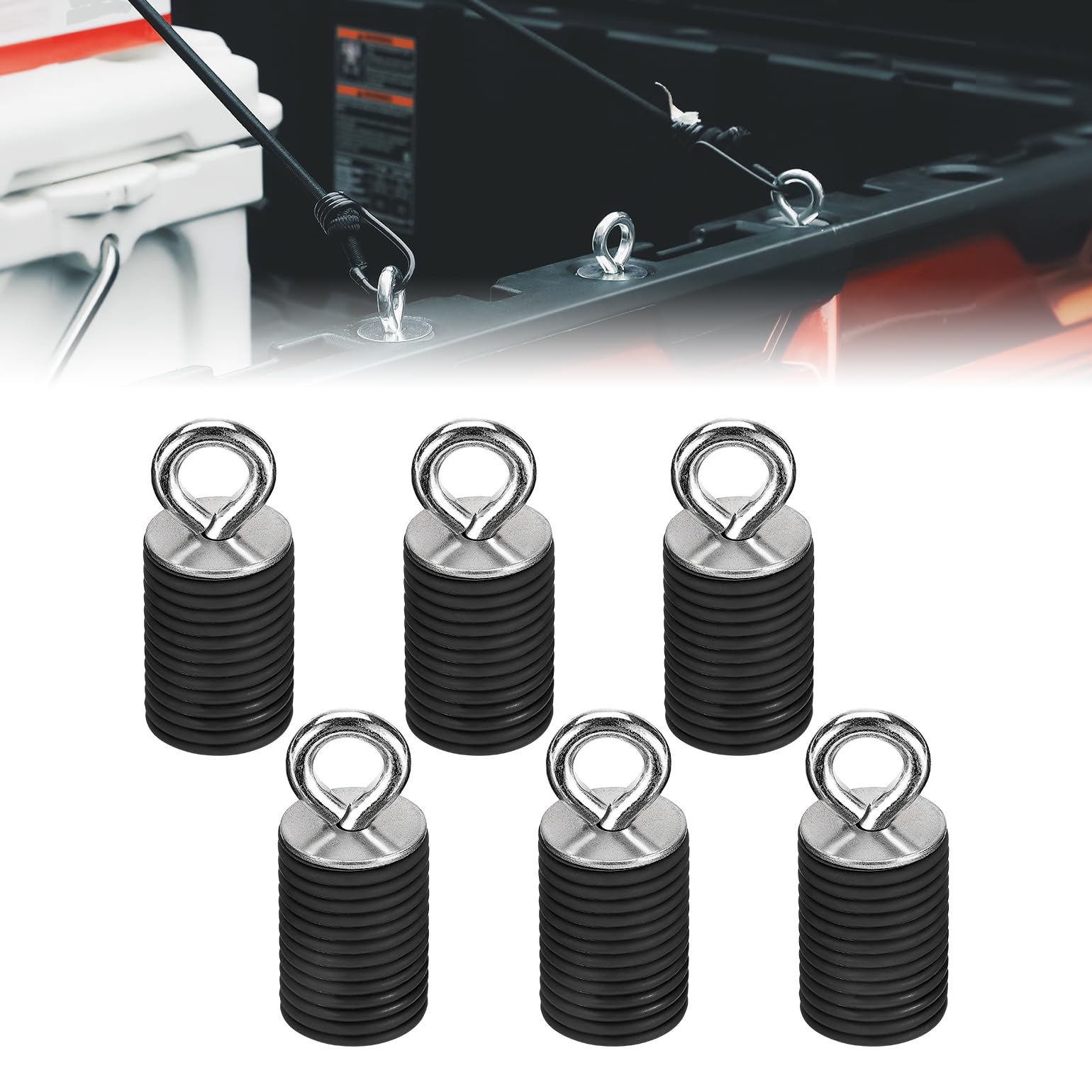 KEMIMOTO UTV Tie Down Anchor Compatible with Polaris Ranger 1000 XP 900 XP 800 700 500 570 General 1000 Lock Mount, Bed Anchors Accessories with 1-7/16" Hole (6 Pcs, Black)