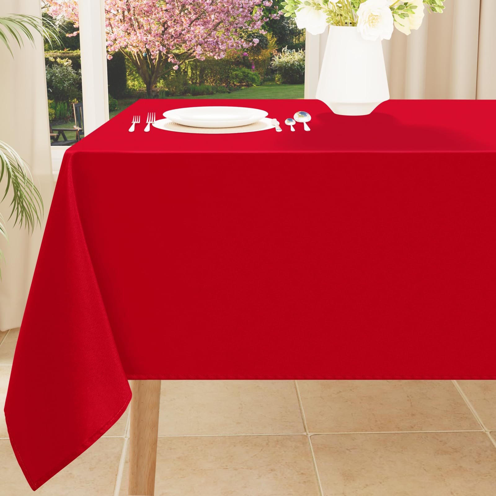 Smiry Rectangle Table Cloth, Waterproof Anti-Scratch Polyester Tablecloth, Decorative Washable Fabric Table Cover for Dining, Buffet, Parties and Outdoor, 60x84, Black