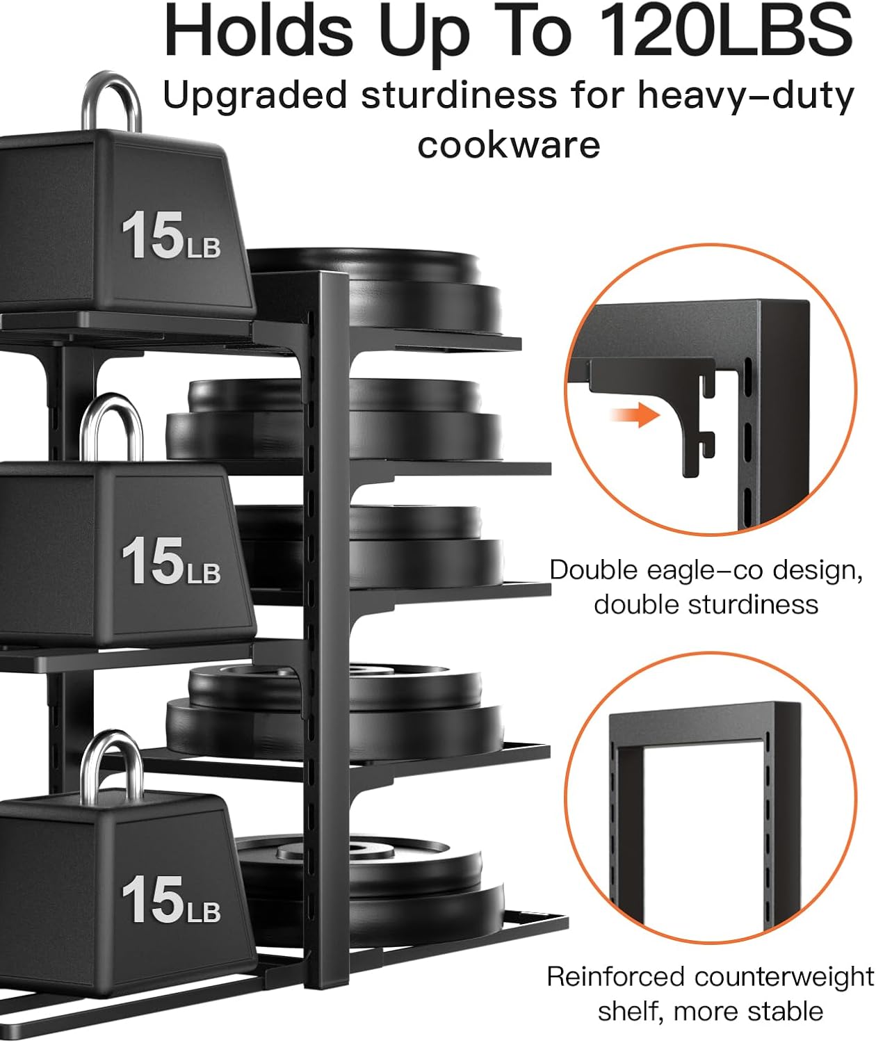 ORDORA Pots and Pans Organizer Rack for Cabinet, 15.83" Height & Extendable Large Dish Drying Rack for Kitchen Counter