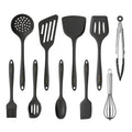 CAROTE Kitchen Utensil Set for Nonstick Cookware - 446°F Heat Resistant Silicone Cooking Utensils Set 10pcs, Dark Grey, Oderless Spatula, Turner