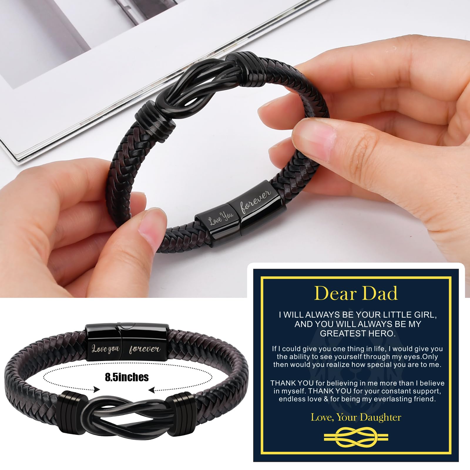 Bracelets Gifts for Men: Valentines Day Gifts for Him Leather Couples Bracelets Anniversary Romantic Gifts for Boyfriend Husband from Wife Valentine's Birthday Christmas
