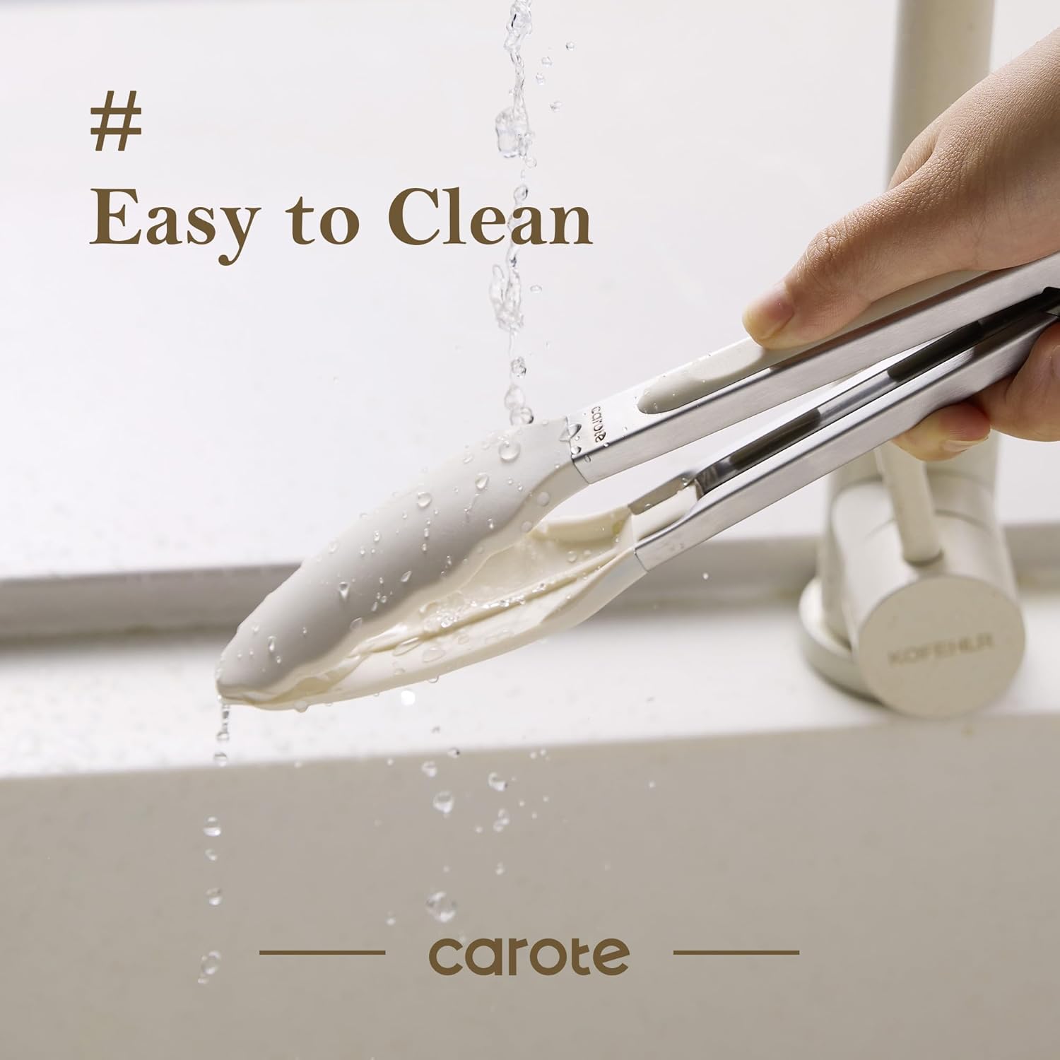 CAROTE Tongs for Cooking Heat Resistant Stainless Steel Kitchen Tongs with Non Scratch Silicone Tips, Perfect for Nonstick Cookware, BBQ Tongs Set of 3 (7"+9"+12")