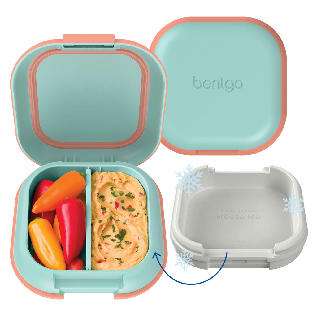 Bentgo Chill Mini Leak-Proof Lunch Box – Built-In Ice Pack Keeps Food Cold, 2.7-Cup Capacity for Snacks or a Sandwich, 3 or 4 Compartments, PFAS & BPA-Free, Ideal for Adults & Kids 3+ (Lilac Mist)