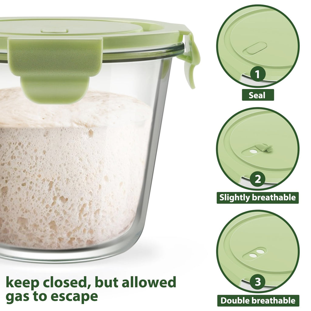 16oz Glass Meal Prep Containers, Airtight 2 Cup Glass Storage Containers with Lids, Heat-Resistant BPA-Free Borosilicate Glass Soup Container for Leftover, Microwave, Dishwasher&Freezer Safe (4 Packs)