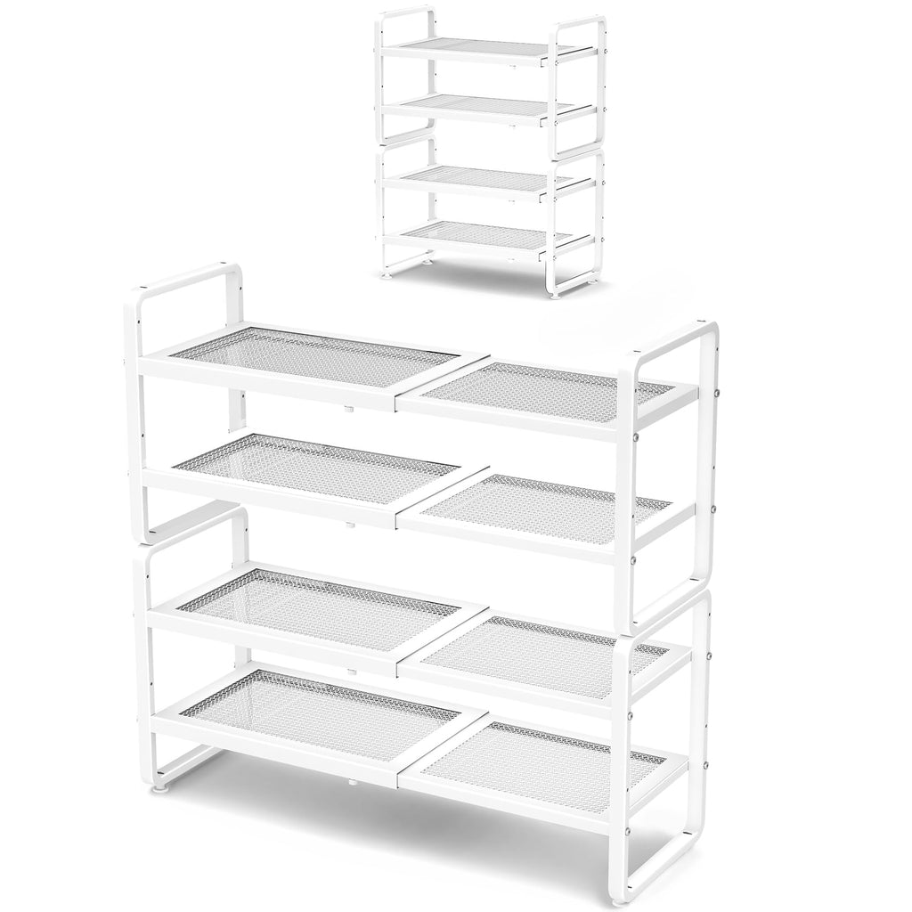 SNTD Shoe Rack - Expandable Shoe Organizer for Closet, Adjustable Metal Shoe Shelf Storage, Stackable Long Shoe Stand Holder for Garage, Entryway, Door Entrance (Black, 2-Tier)