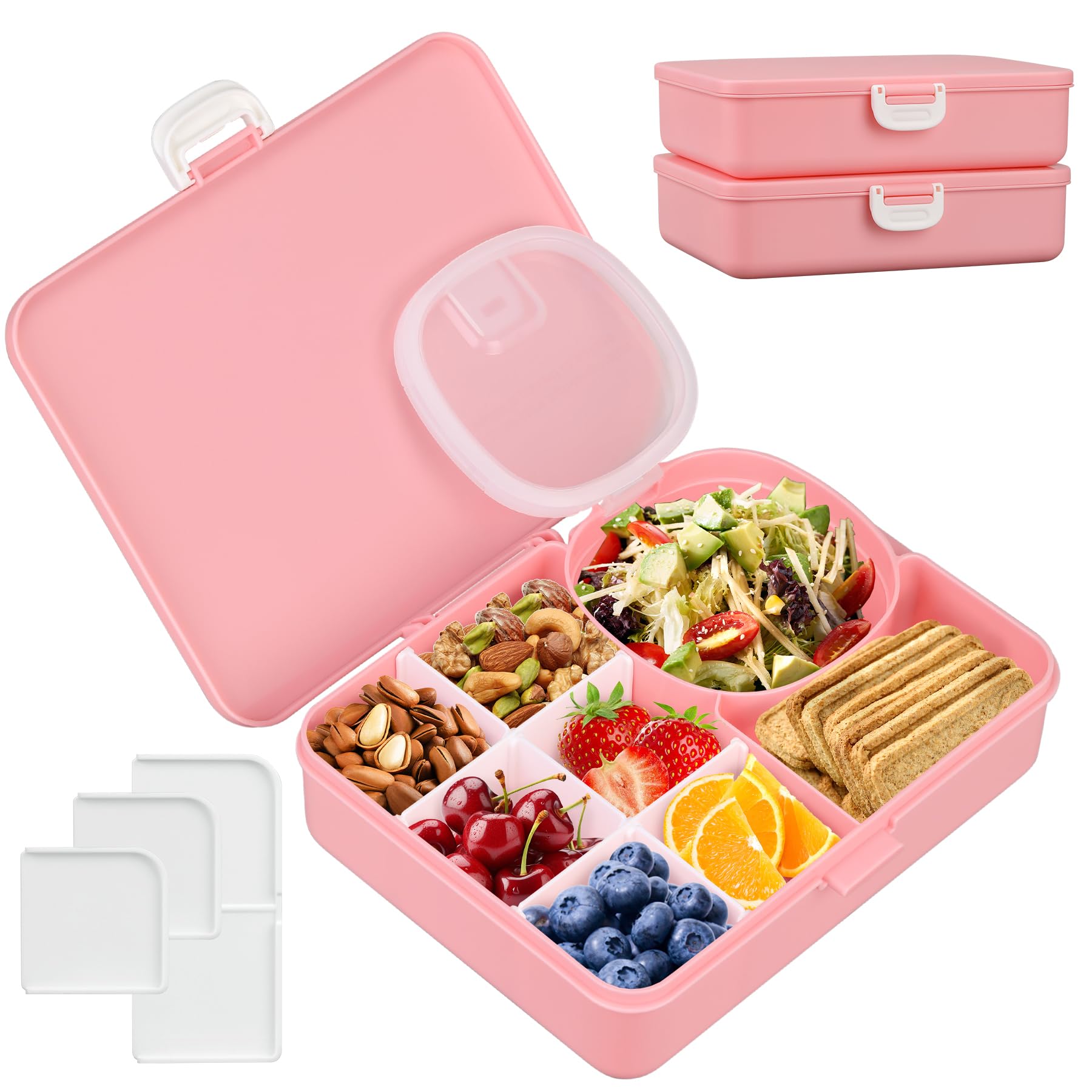 Snack Box Container for Kids Adults Reusable Snackle Box with Adjustable Dividers Airtight Snack Organizer with Compartents Toddler Bento Lunch Box Leak Proof for Office,School,Travel,Outdoor