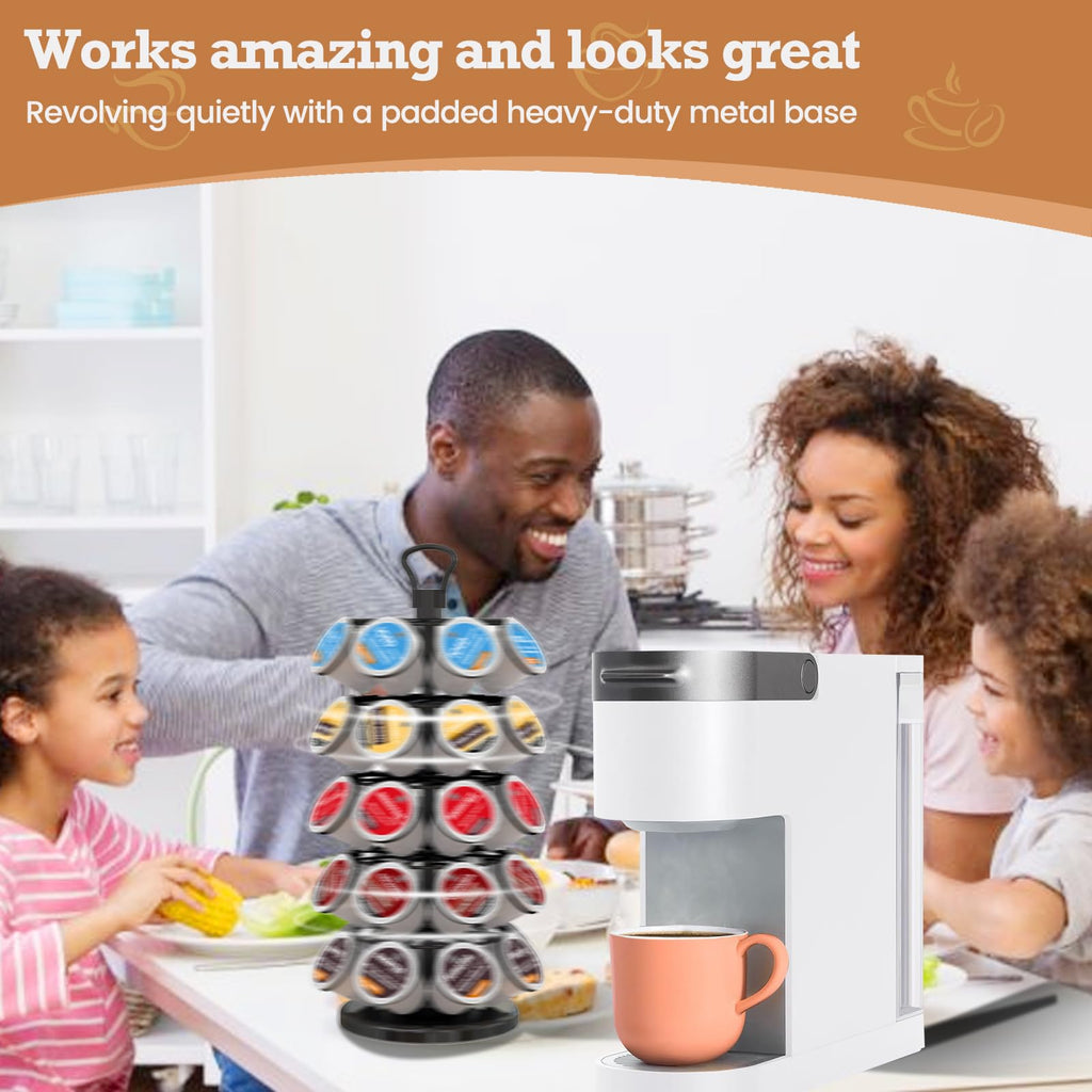 K Cup Holders,K Cup Holder, K Cups Holder,K Cup Carousel, Coffee Pods Holder Storage Organizer Stand,No Assembly Required,Black (Capacity of 40 Pods, Black)