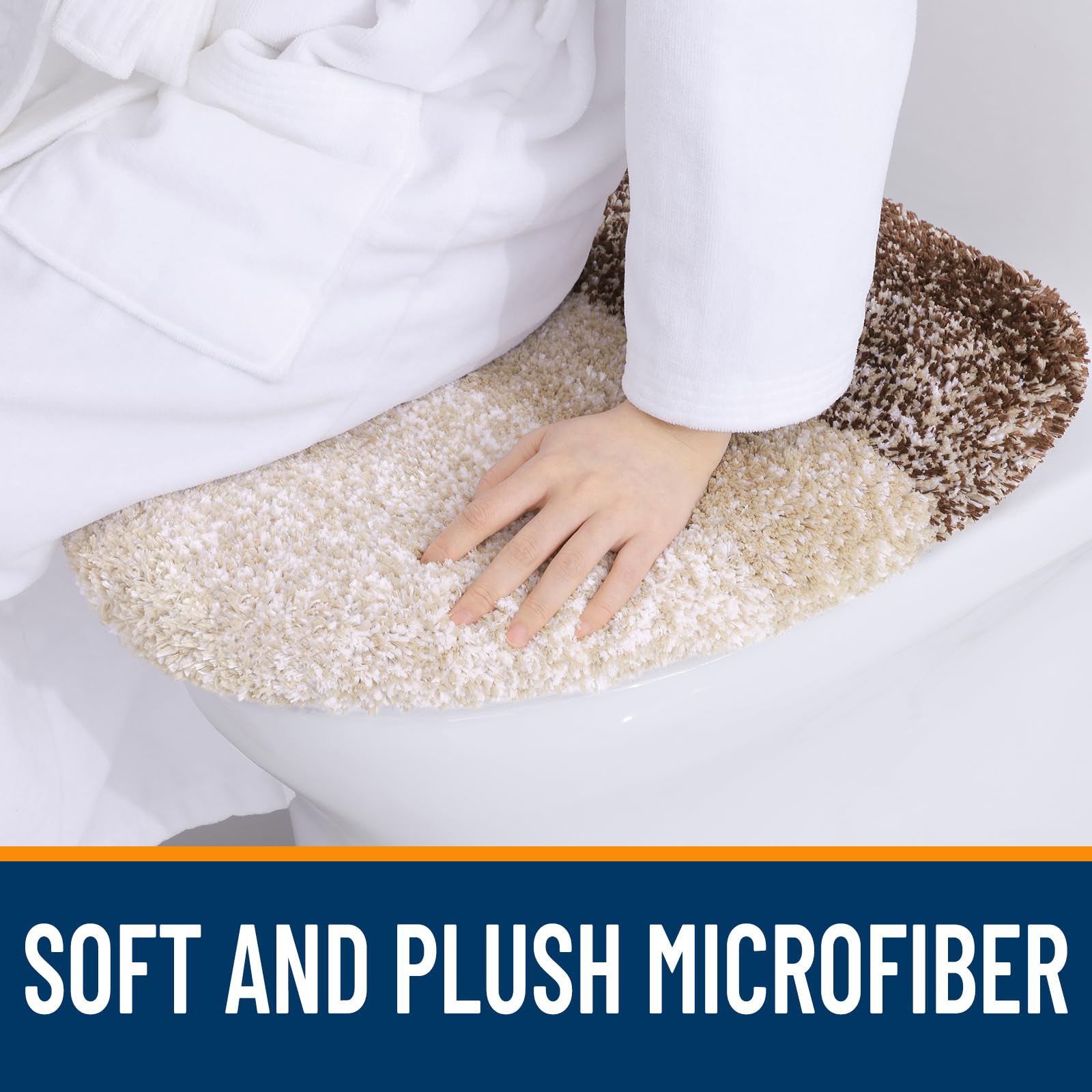 OLANLY Soft Microfiber Bathroom Toilet Lid Cover, Machine Washable Seat Covers, 17.5x15, Stays in Place Rubber Backing, Fits Most Round, Elongated and Oblong Lids, Accessories Decor, Gray