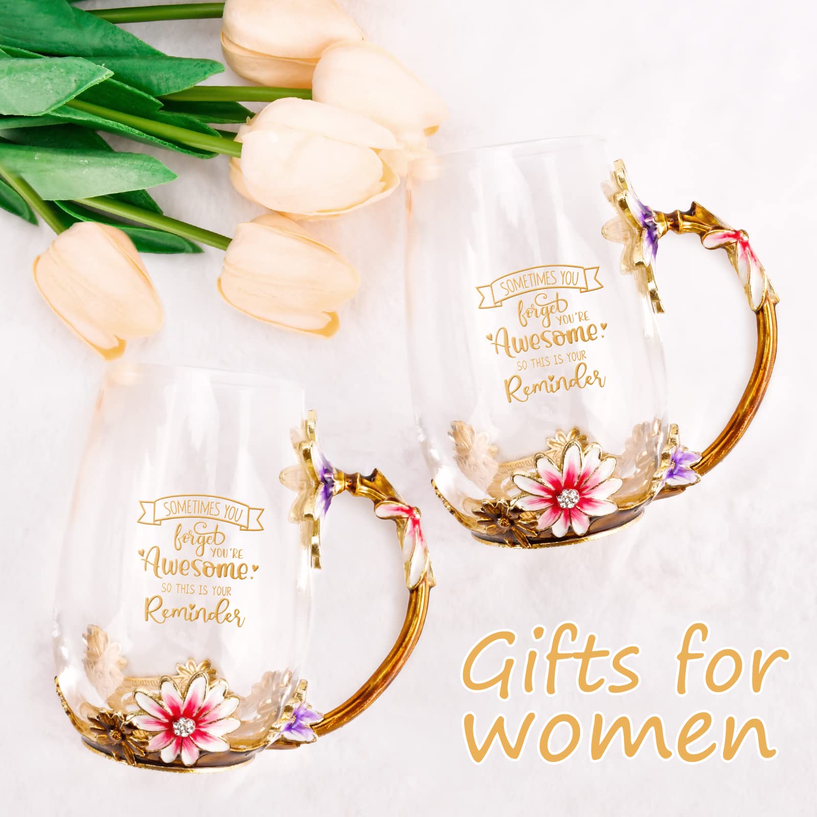 OEAGO Gifts for Mom Women Mothers Day Valentines Day Gifts Glass Coffee Enamels Mug Best Birthday Valentine's for Her Girlfriend Wife from Daughter Son Tea Cup Christmas Stocking Stuffers