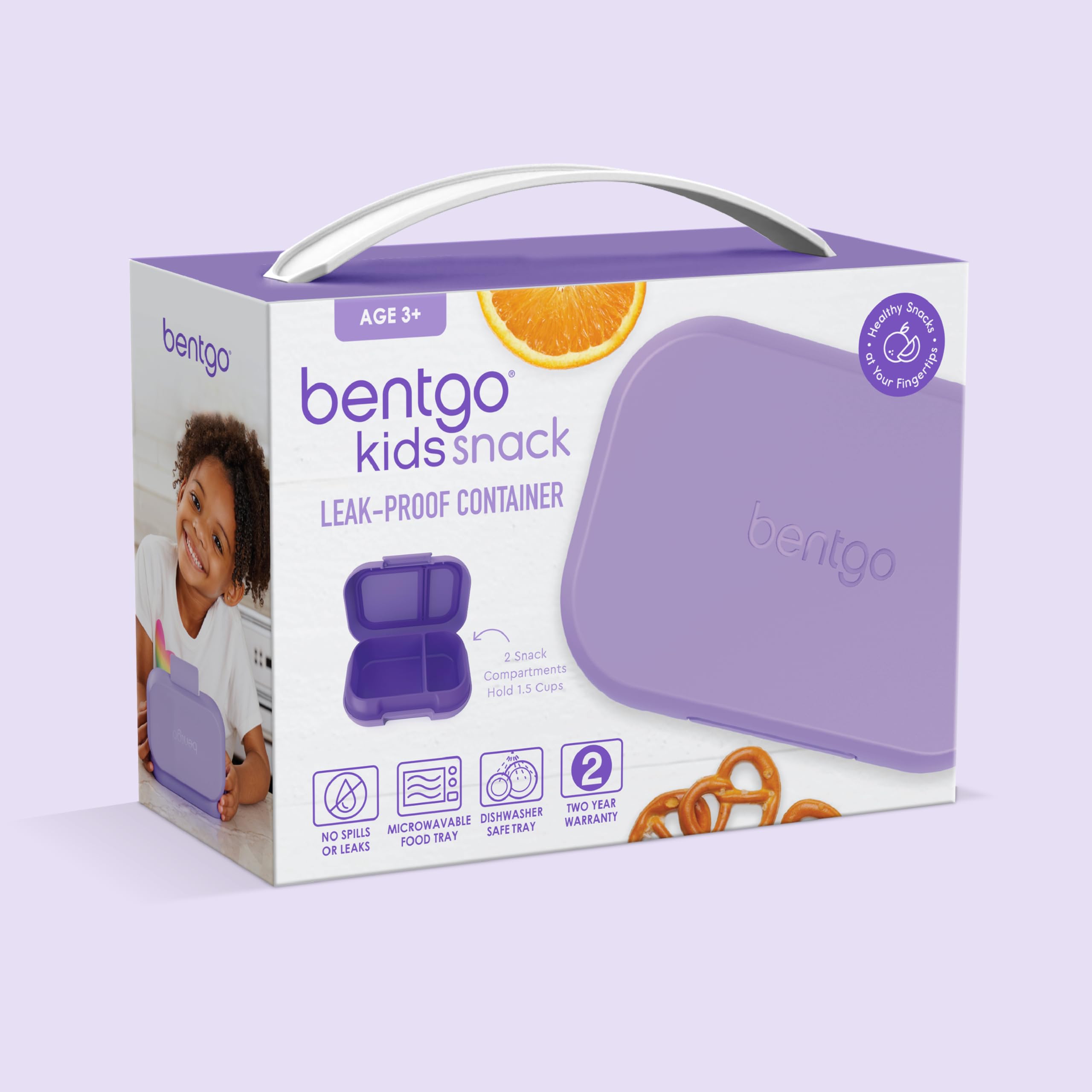 Bentgo Kids Snack - 2 Compartment Leak-Proof Bento Box Container for Snacks and Small Meals, Easy-Open Latch, Dishwasher Safe, BPA-Free for School, Daycare, & Sports - Ideal for Ages 3+ (Green/Navy)