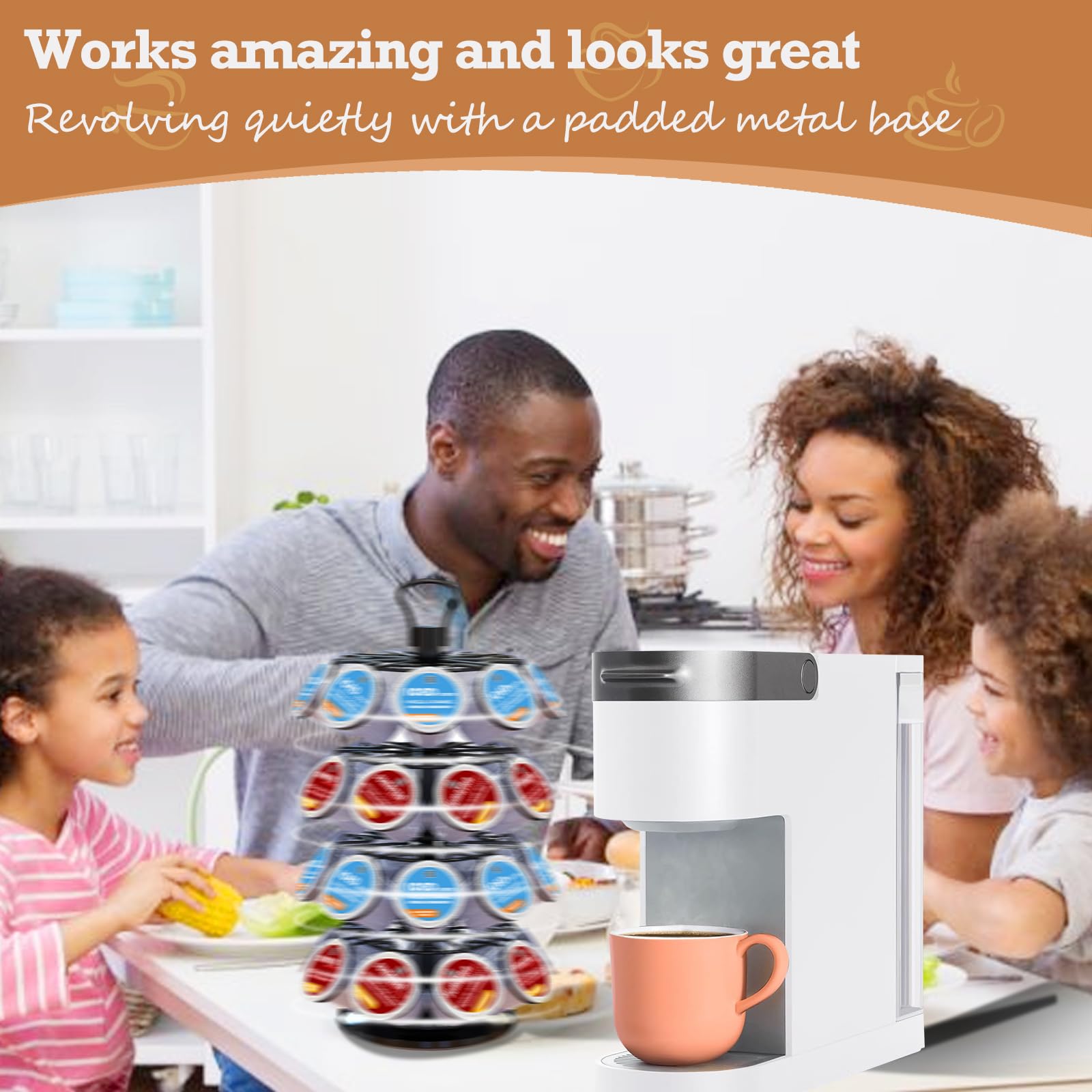 K Cup Holders,K Cup Holder, K Cups Holder,K Cup Carousel, Coffee Pods Holder Storage Organizer Stand,No Assembly Required,Black (Capacity of 40 Pods, Black)