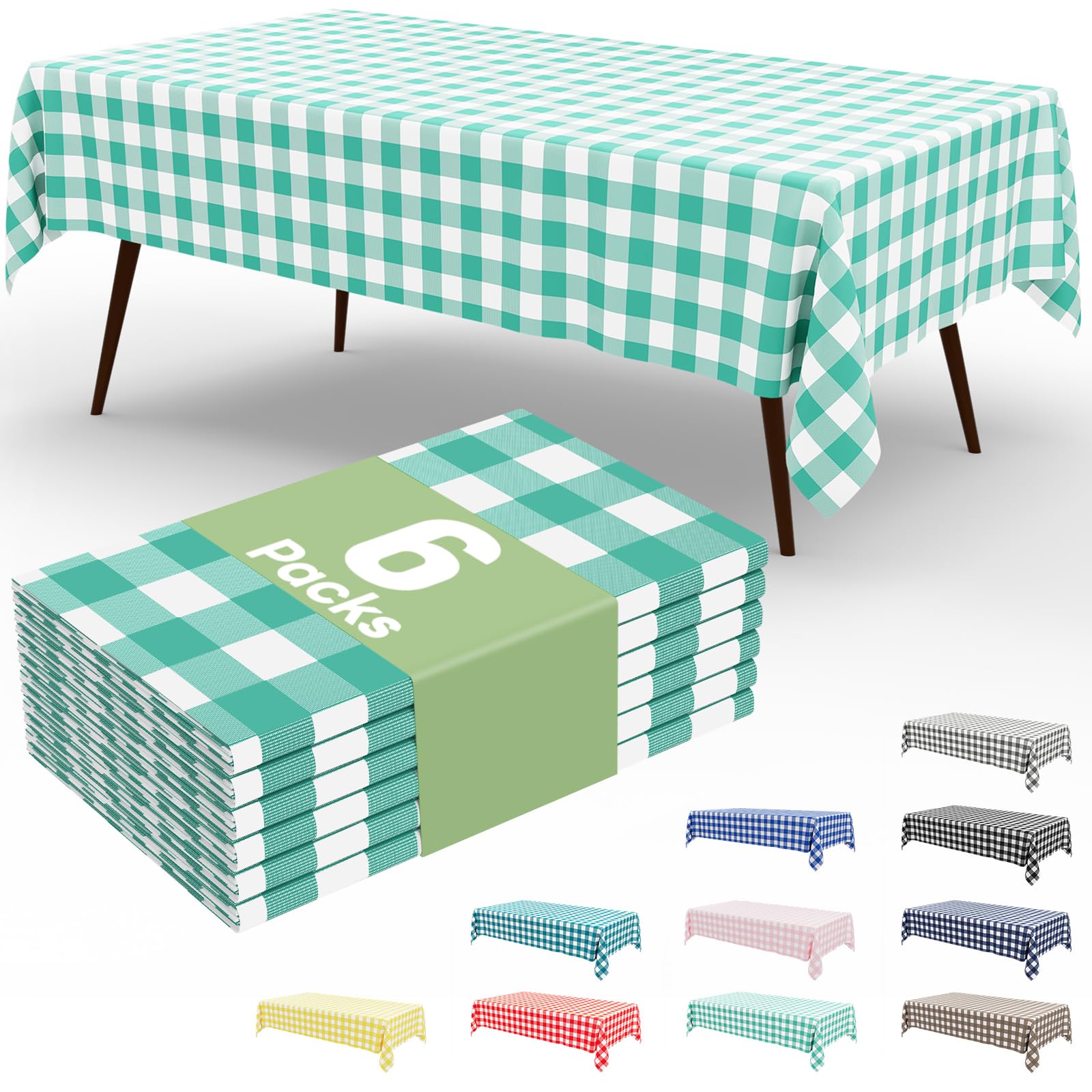 Smiry 3 Pack Red Gingham Disposable Tablecloths - 54" x 108" Heavy Duty Plastic Table Cloth, Waterproof Buffalo Plaid Table Covers for Picnic, Banquets, Outdoor Parties