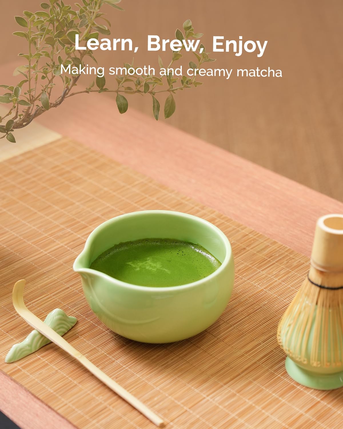 Maestri House Pink Matcha Whisk Set, 7-Pc Complete Matcha Kit with Spouted Ceramic Bowl, Bamboo Whisk and Holder, Scoop, Spoon Rest & Sifter, Tea Cloth – Ideal Gift for Matcha Lovers (Pink)