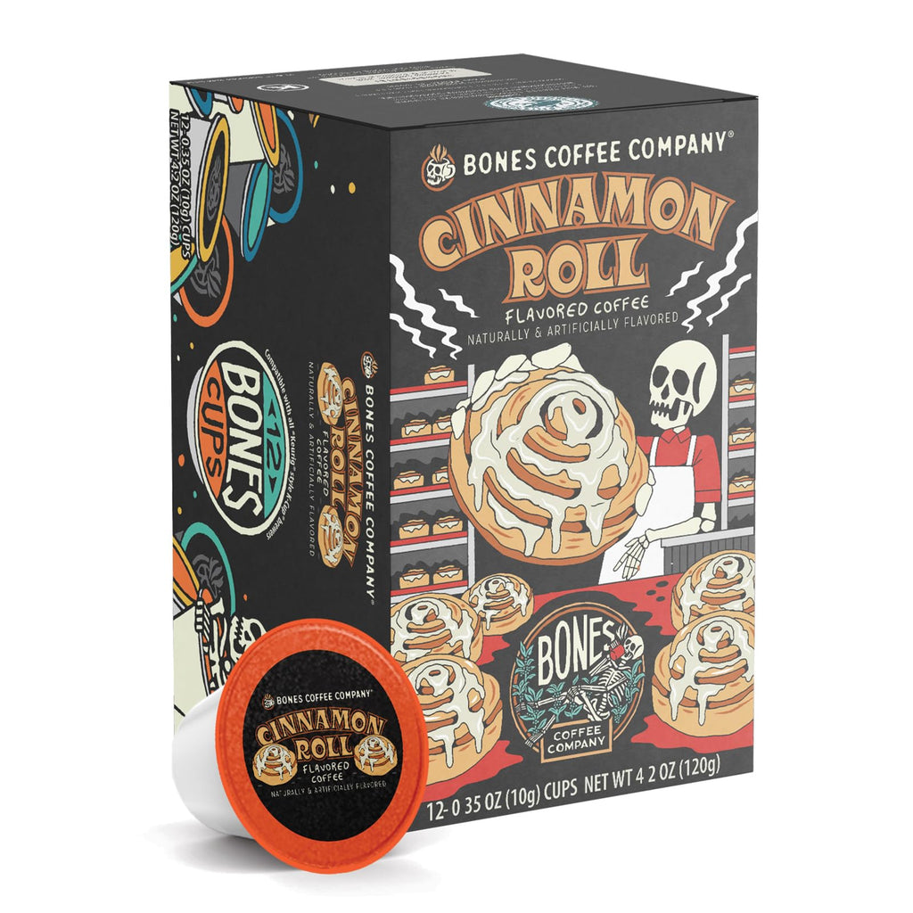 Bones Coffee Company Flavored Coffee Bones Cups Highland Grog Butterscotch Caramel | 12ct Single-Serve Coffee Pods Compatible with Keurig 1.0 & 2.0 Keurig Coffee Maker