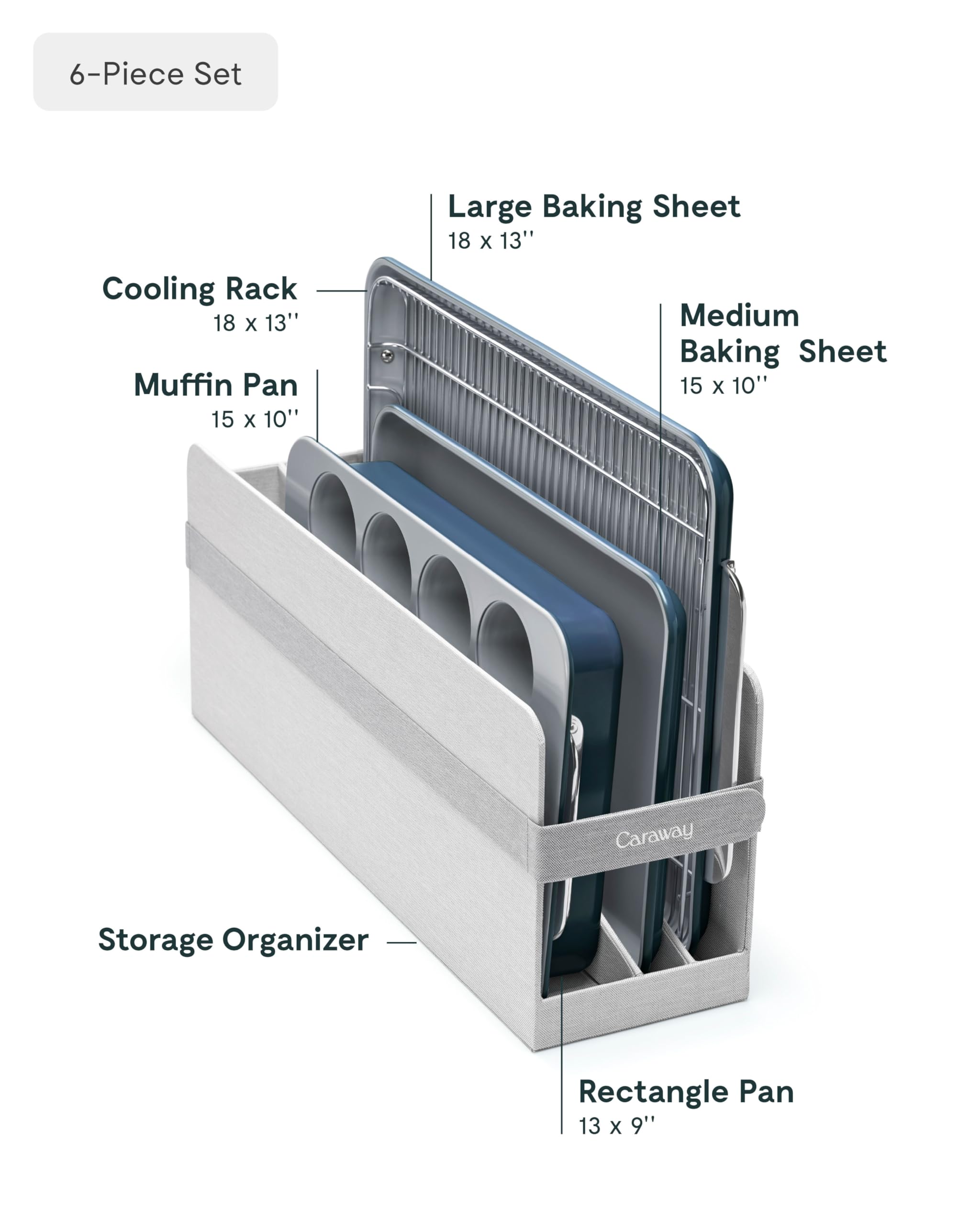 Caraway Nonstick Ceramic Bakeware Set (11 Pieces) - Baking Sheets, Assorted Baking Pans, Cooling Rack, & Storage - Aluminized Steel Body - Non Toxic, PTFE & PFOA Free - Cream