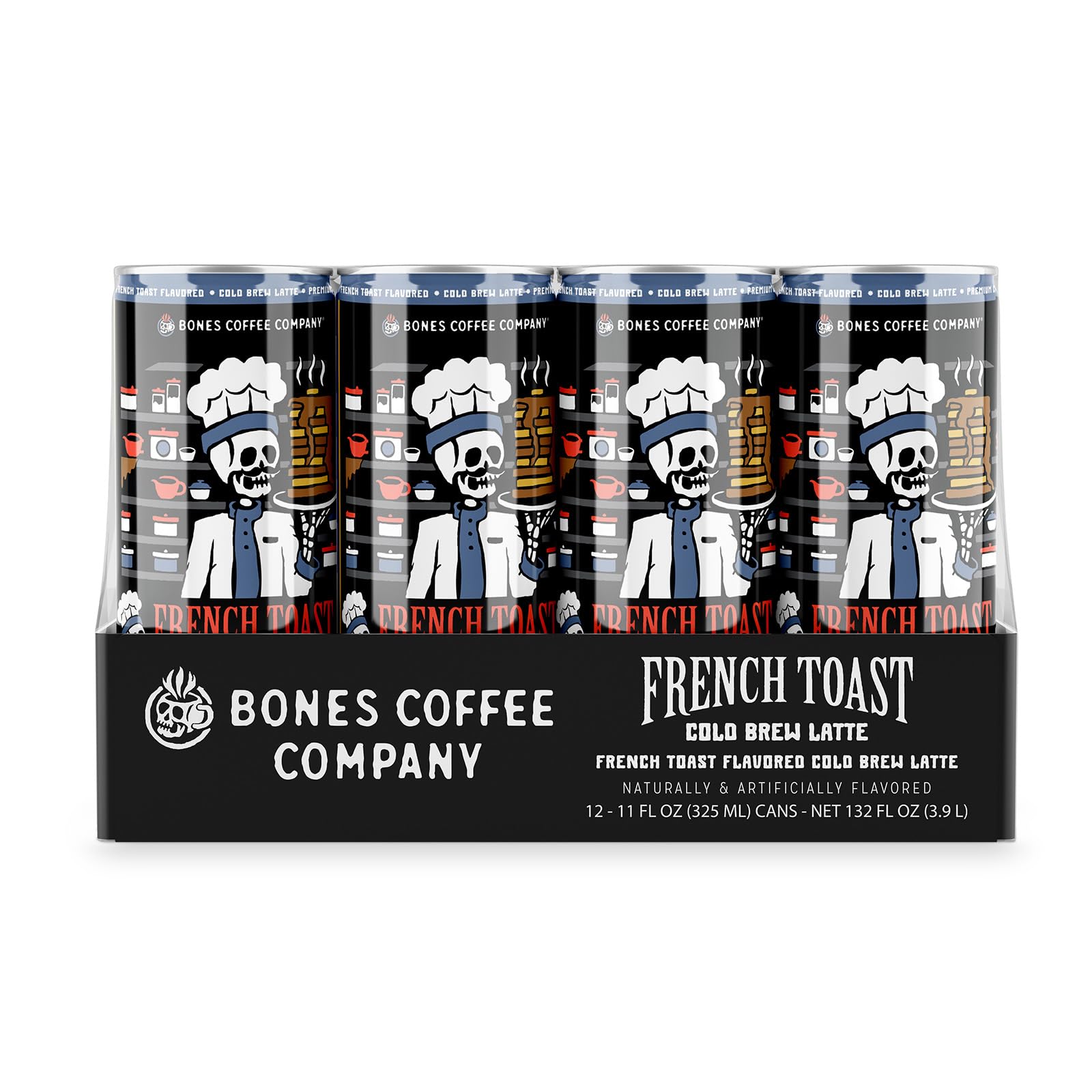 Bones Coffee Company S'mores Iced Coffee Latte - S'mores Flavored Canned Coffee Drink - 12 Pack Cans - 11 Oz Each