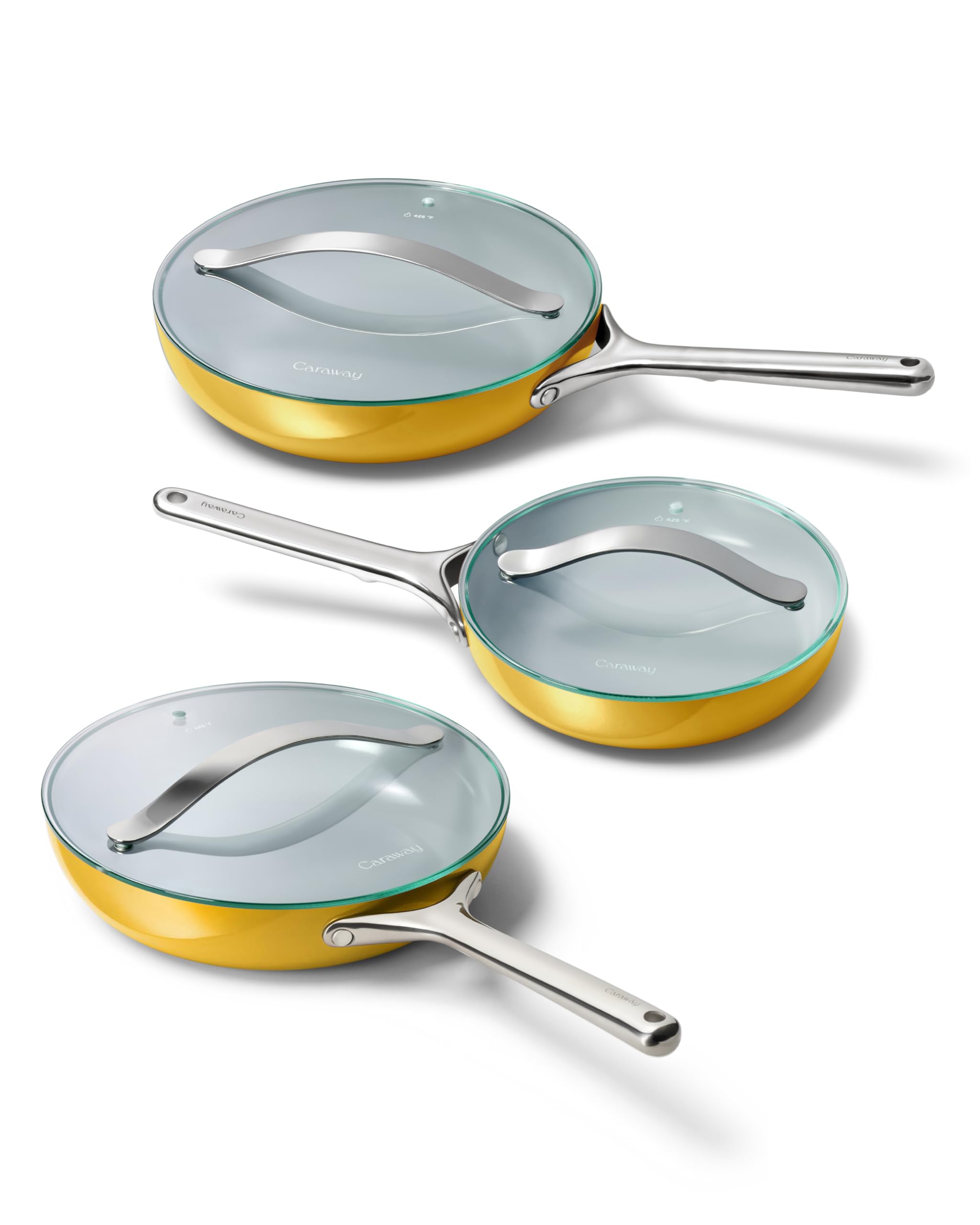 Caraway Nonstick Ceramic Frying Pan With Glass Lid (2.7 qt, 10.5") - Non Toxic, PTFE & PFOA Free - Oven Safe & Compatible with All Stovetops (Gas, Electric & Induction) - Cream