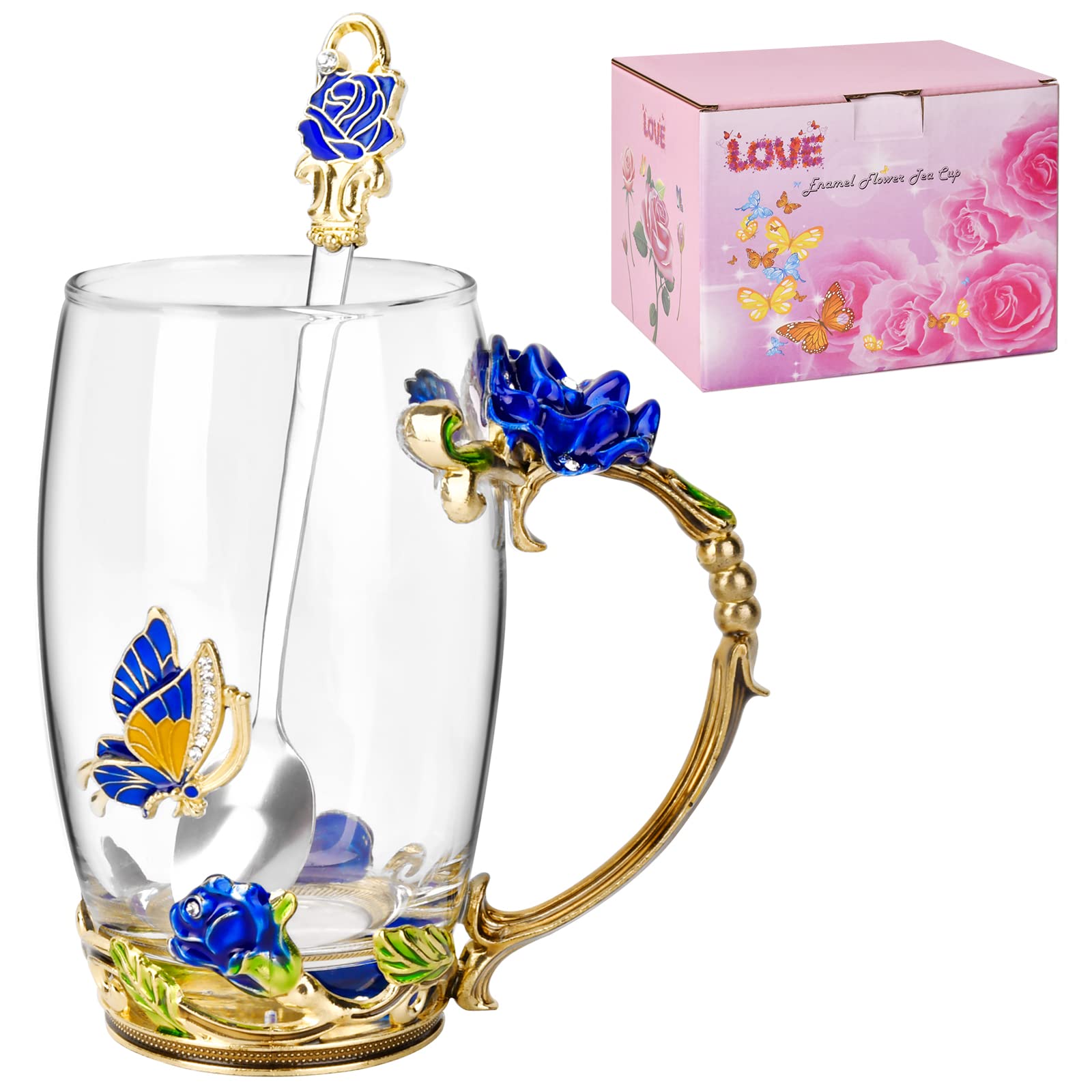 OEAGO Gifts for Mom Women Mothers Day Valentines Day Gifts Glass Coffee Enamels Mug Best Birthday Valentine's for Her Girlfriend Wife from Daughter Son Tea Cup Christmas Stocking Stuffers