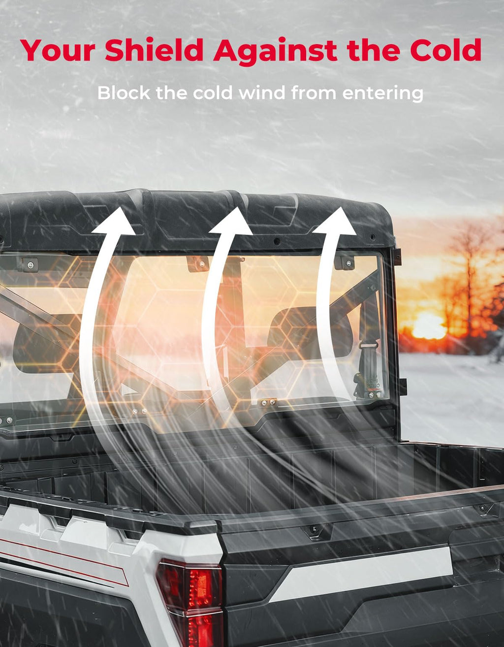 KEMIMOTO Hard Coated Rear Window, Pre-installed Back Windshield Compatible with Polaris Ranger XP 1000/Crew 2017-2026, Polaris Ranger 1000/Crew 2020-2026, Ranger XP 900/Crew 2013-2019