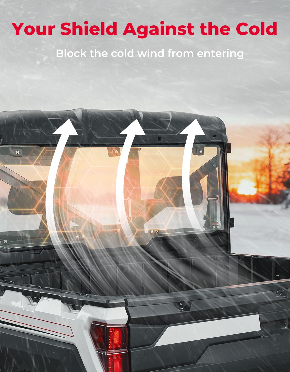 KEMIMOTO Hard Coated Rear Window, Pre-installed Back Windshield Compatible with Polaris Ranger XP 1000/Crew 2017-2026, Polaris Ranger 1000/Crew 2020-2026, Ranger XP 900/Crew 2013-2019