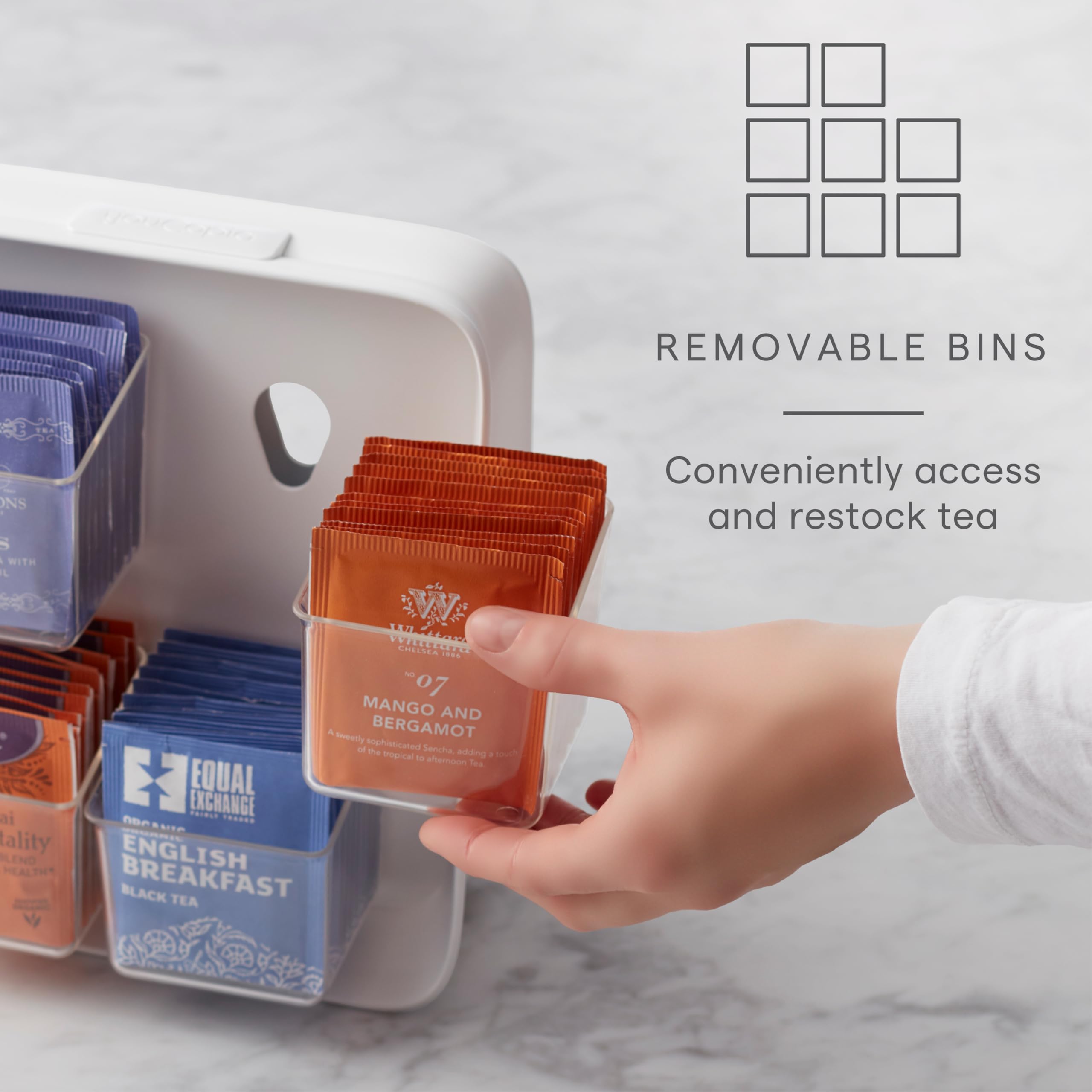 YouCopia SipStation Hydration Caddy, Hydration Packet Storage, Adjustable Electrolyte Powder Organizer, Speckled White