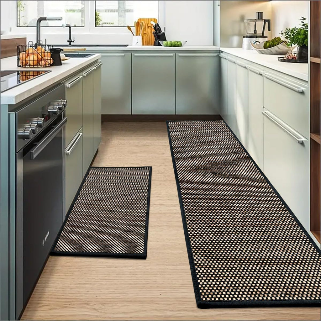 Artoid Mode Washable Non Slip Kitchen Rugs and Mats Set of 2, Rubber Backing Absorbent Kitchen Mats for Floor Front of Sink - 17x29 and 17x47 Inch