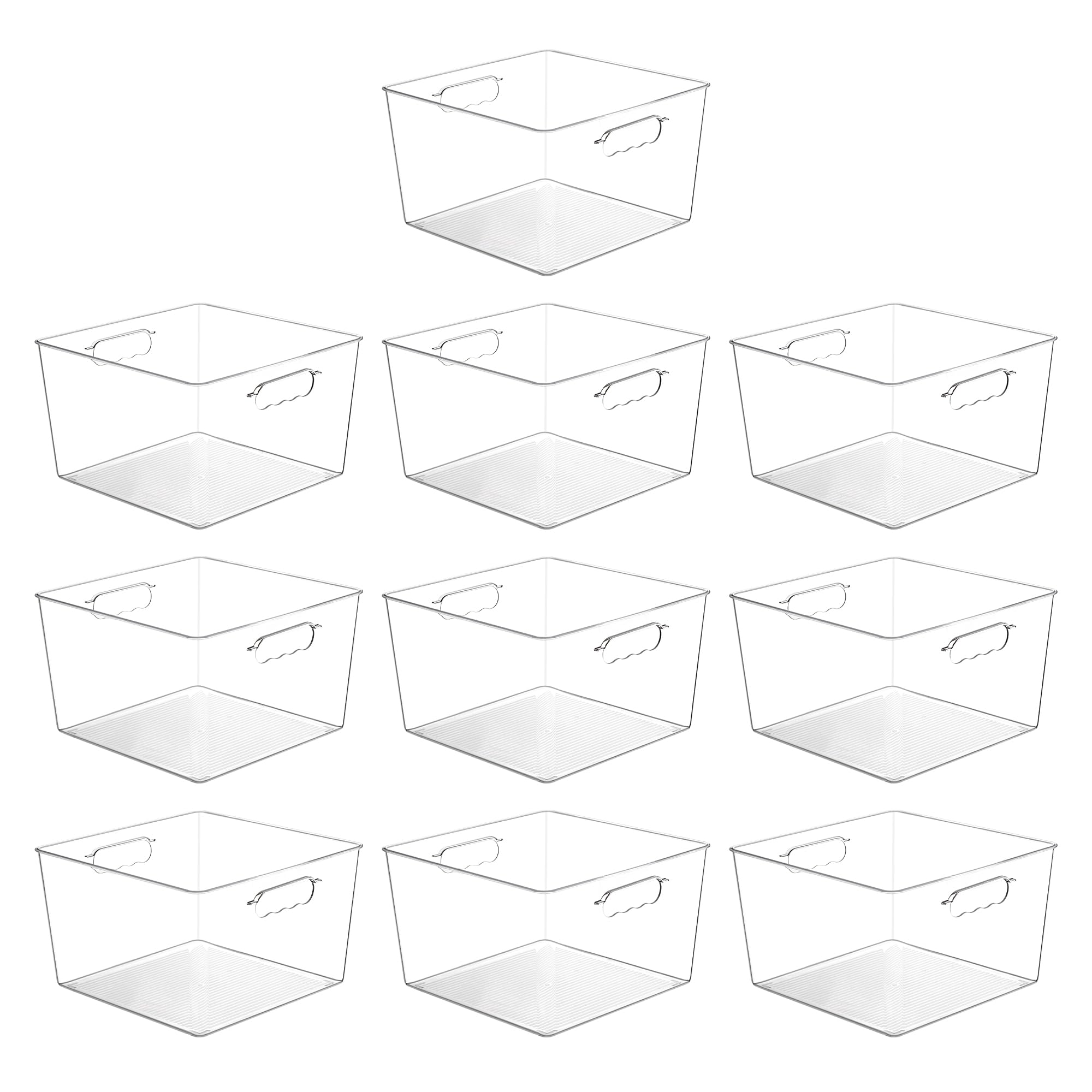 Vtopmart 4 Pack Extra Large Clear Plastic Storage Bins,11x11 Cube Acrylic Organizer Square Containers with Handle for Pantry,Closet,LaundryRoom,Kitchen,Bathroom,UnderSink Organization
