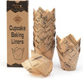 200pcs Standard Tulip Cupcake Liners for Baking, Newspaper Print Parchment Paper Muffin Liners, Grease Resistant Cupcake Wrappers for Parties, Weddings, Birthdays