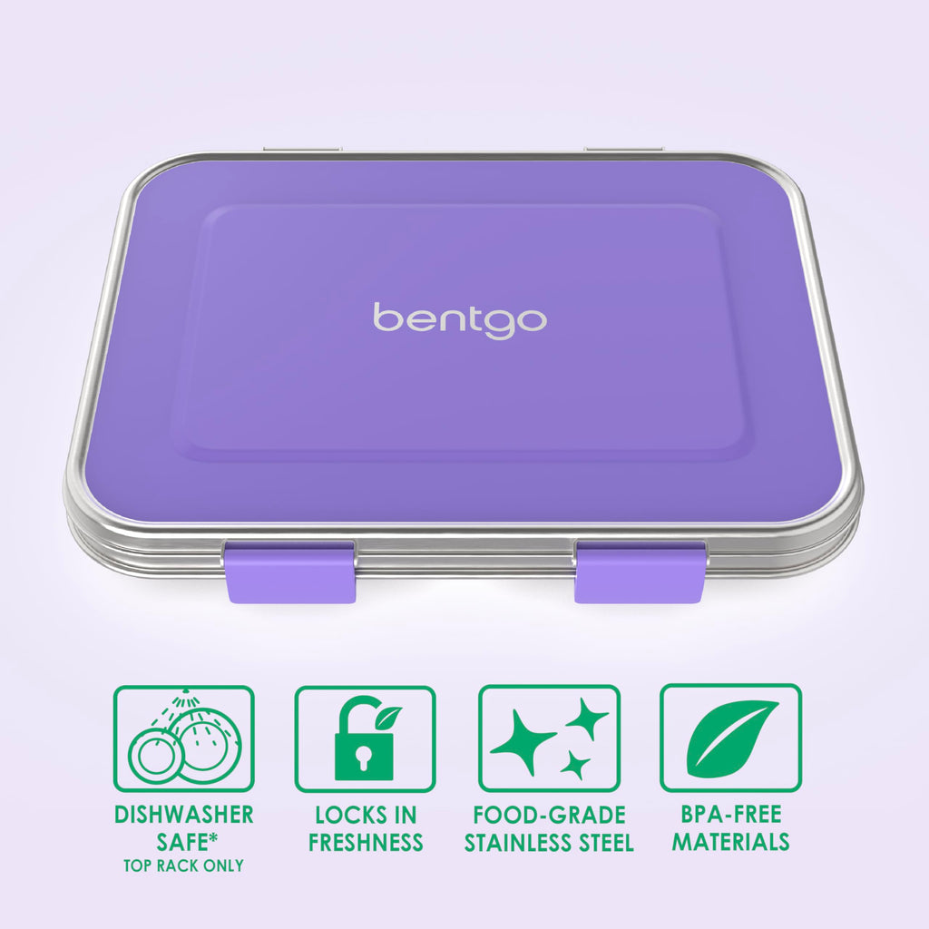 Bentgo Kids Stainless Steel Leak-Resistant Lunch Box - 3-Compartments with Bonus Silicone Container, Durable, Eco-Friendly, Dishwasher Safe, BPA-Free, Ideal for School, Ages 3+ (Blue)