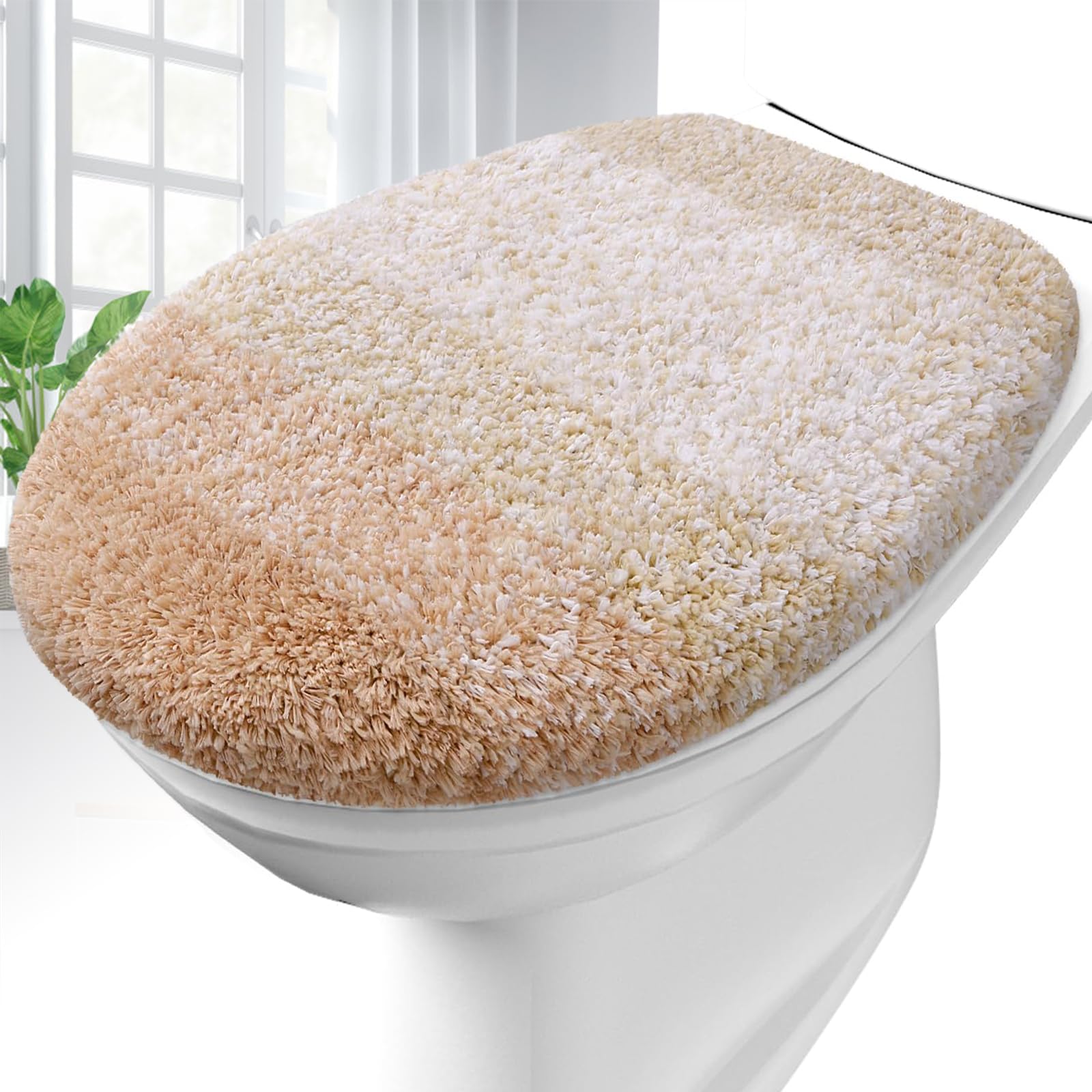 OLANLY Soft Microfiber Bathroom Toilet Lid Cover, Machine Washable Seat Covers, 17.5x15, Stays in Place Rubber Backing, Fits Most Round, Elongated and Oblong Lids, Accessories Decor, Gray