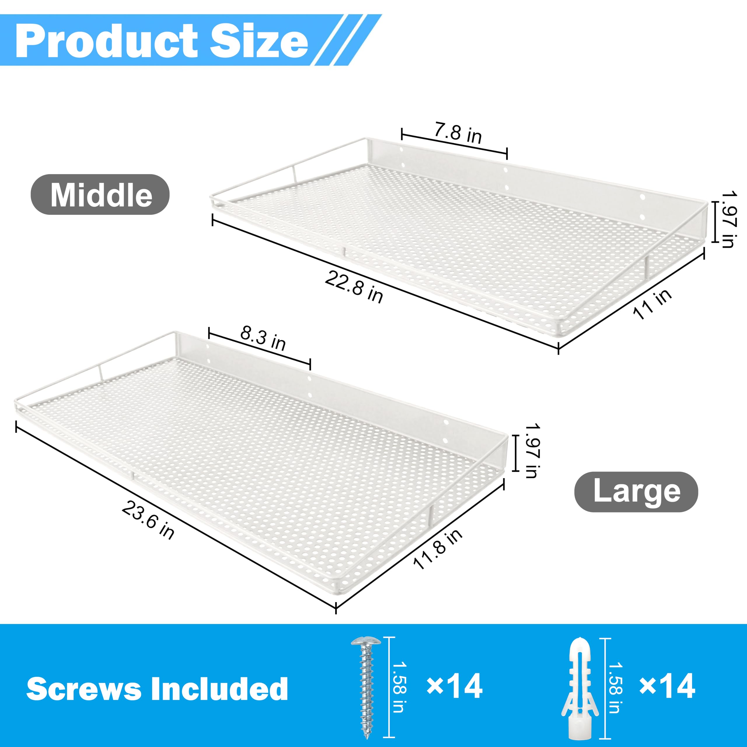 RedCall Heavy-Duty Wall Shelf, 2 Pack Garage Shelf, 23.5" x 12" Large Wall Mounted Shelves for Garage, Laundry Room, Closet, Holds Up to 75 Lbs