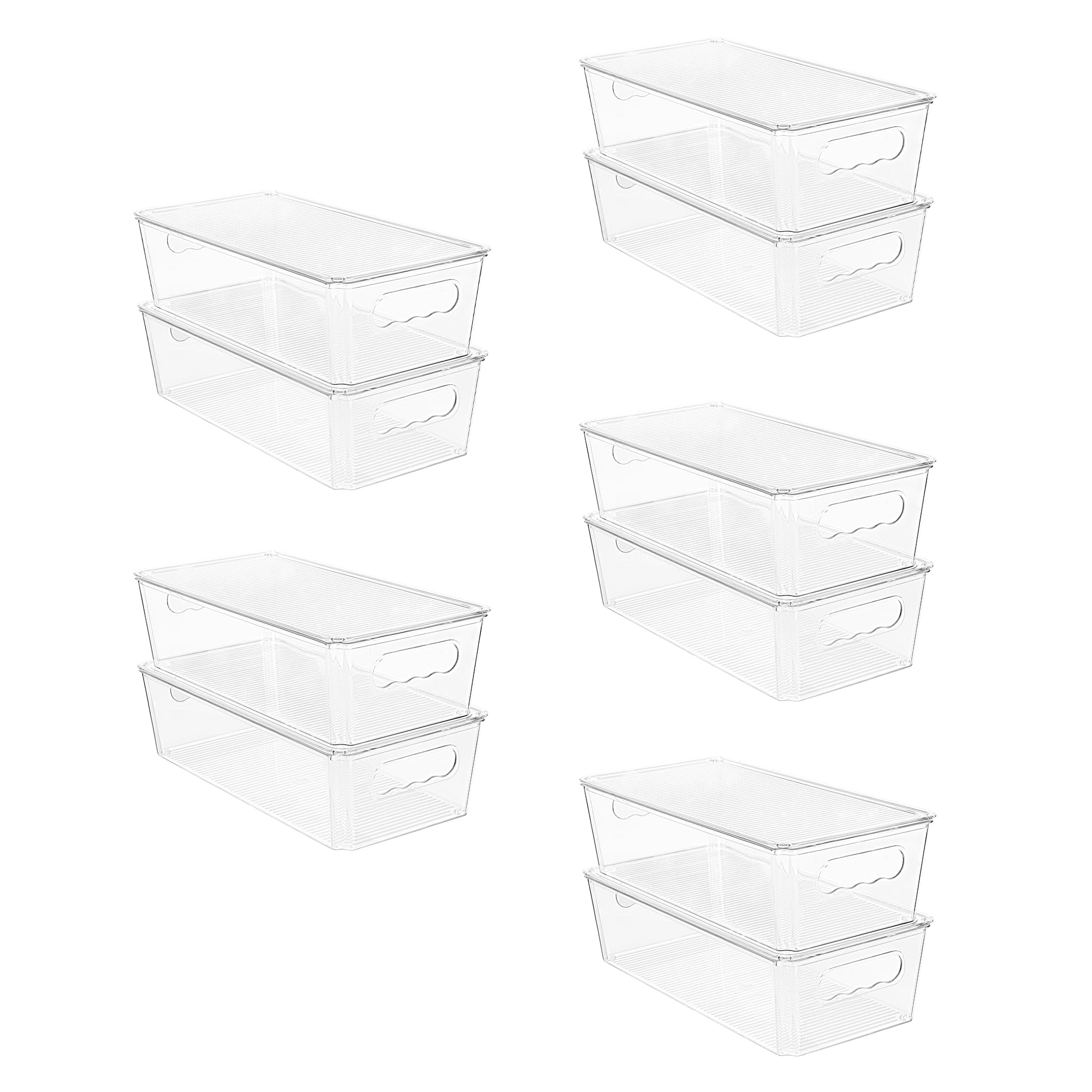 Vtopmart 8pcs Clear Organizers and Storage Bins with Lids, Stackable Plastic Storage Containers with Handles for Fridge, Freezer, Pantry, Cabinet, Kitchen Organization
