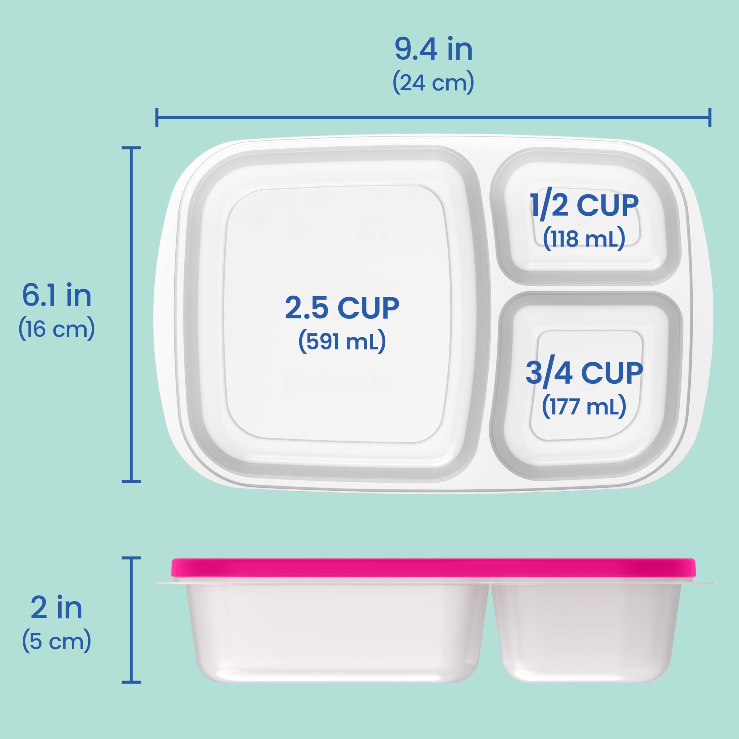 Bentgo Easyboxes - Original Stackable Lunch Boxes - Reusable 3-Compartment Food Containers for Kids and Adults - Bento Lunch Box for Meal Prep, School, & Work - BPA Free, Set of 4 (Classic)