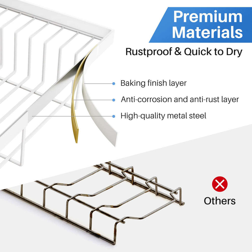 SNTD Over The Sink Dish Drying Rack - Adjustable Dish Rack for Kitchen Counter, Metal (Black)