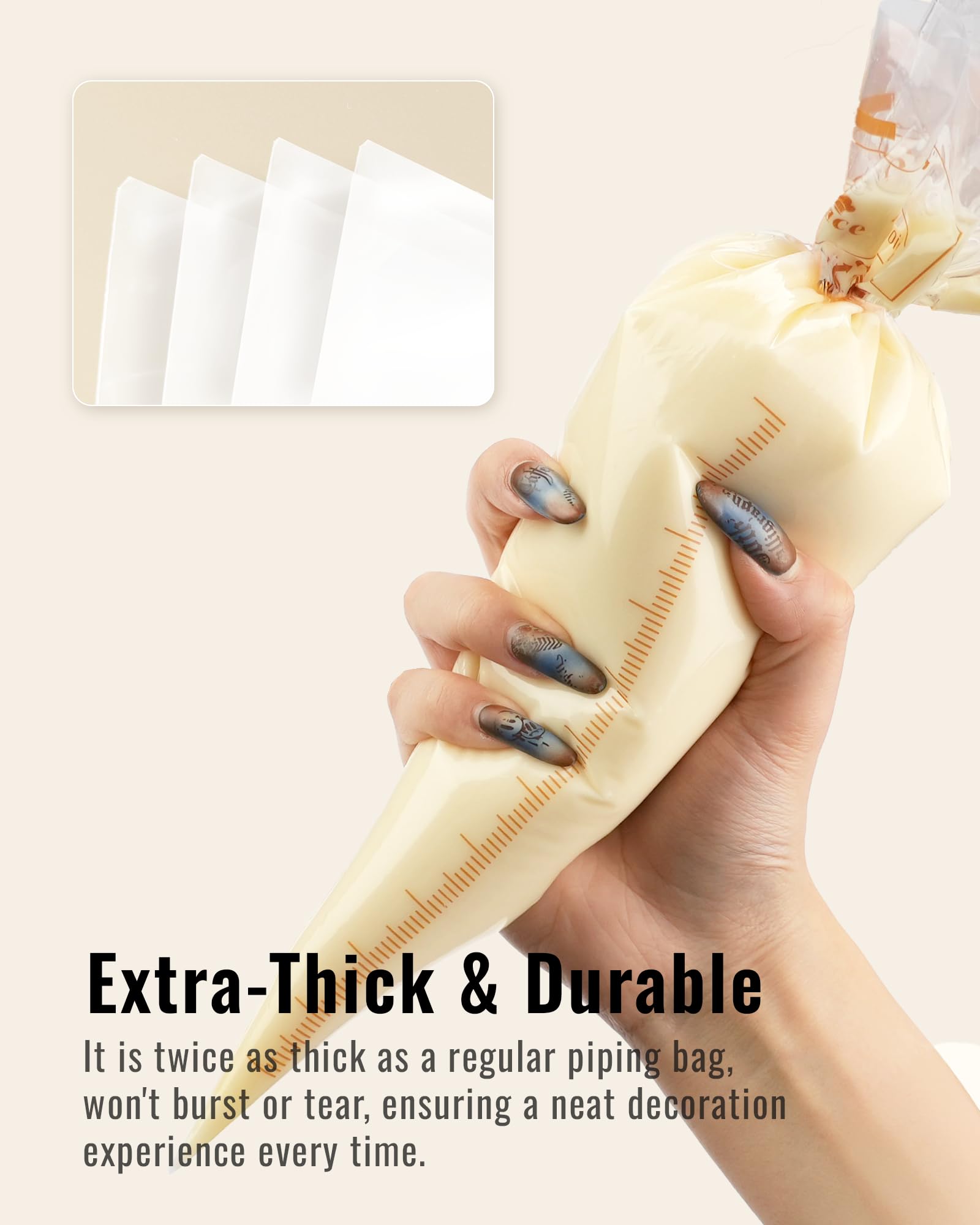 16 Inch Large Piping Bags, 100PCS Thickened Disposable Pastry Bags, Anti Burst Icing Bags for Cream Frosting, Non-slip Frosting Bags, Cake & Cookie Decorating Supplies