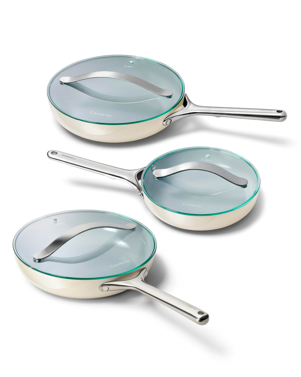 Caraway Nonstick Ceramic Frying Pan With Glass Lid (2.7 qt, 10.5") - Non Toxic, PTFE & PFOA Free - Oven Safe & Compatible with All Stovetops (Gas, Electric & Induction) - Cream