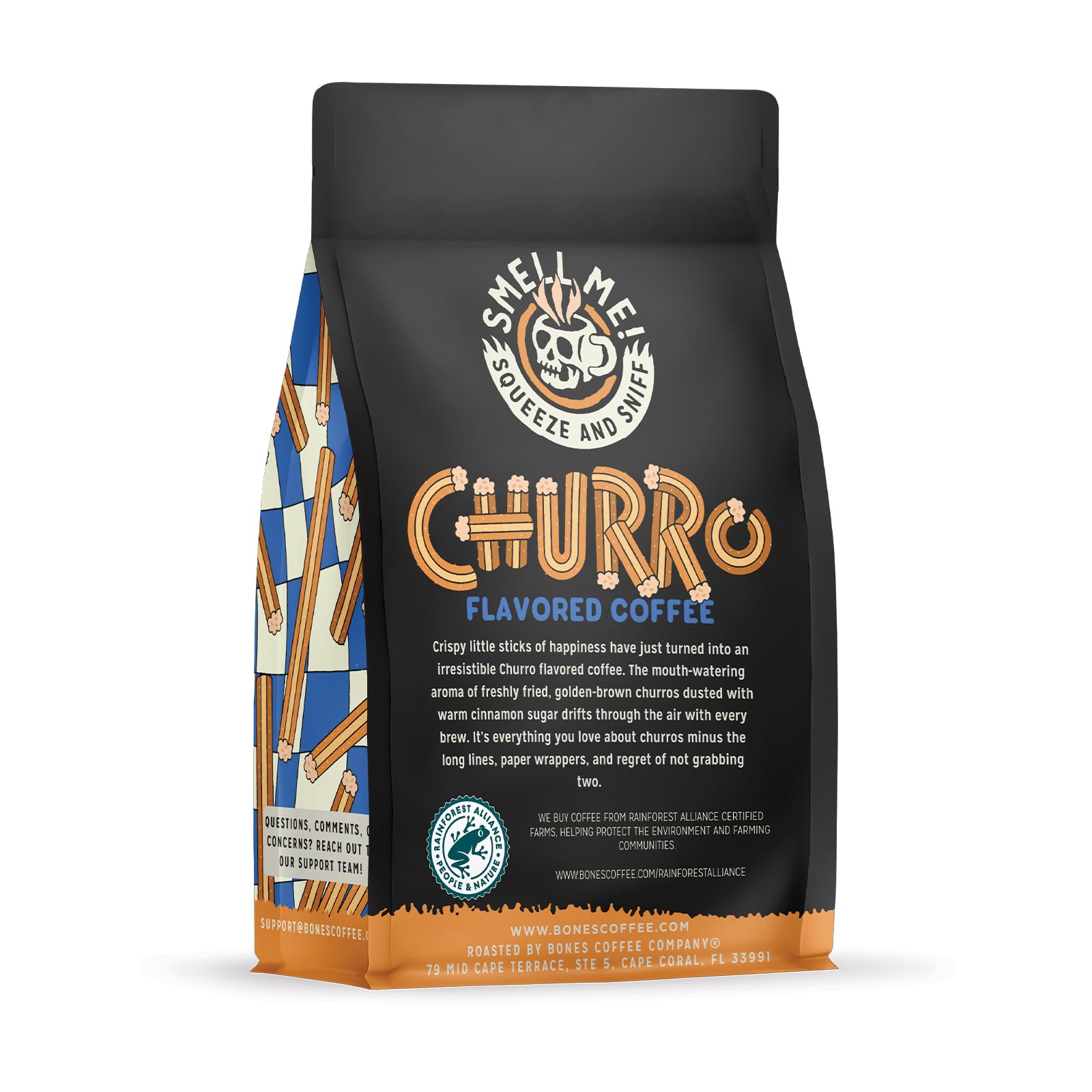 Bones Coffee Company Blueberry Blast Cake, Blueberry Pancakes Flavored Coffee, Medium Roast Low Acid Arabica Beans Compatible with Auto drip and French Press Coffee Maker, 12 Oz Ground